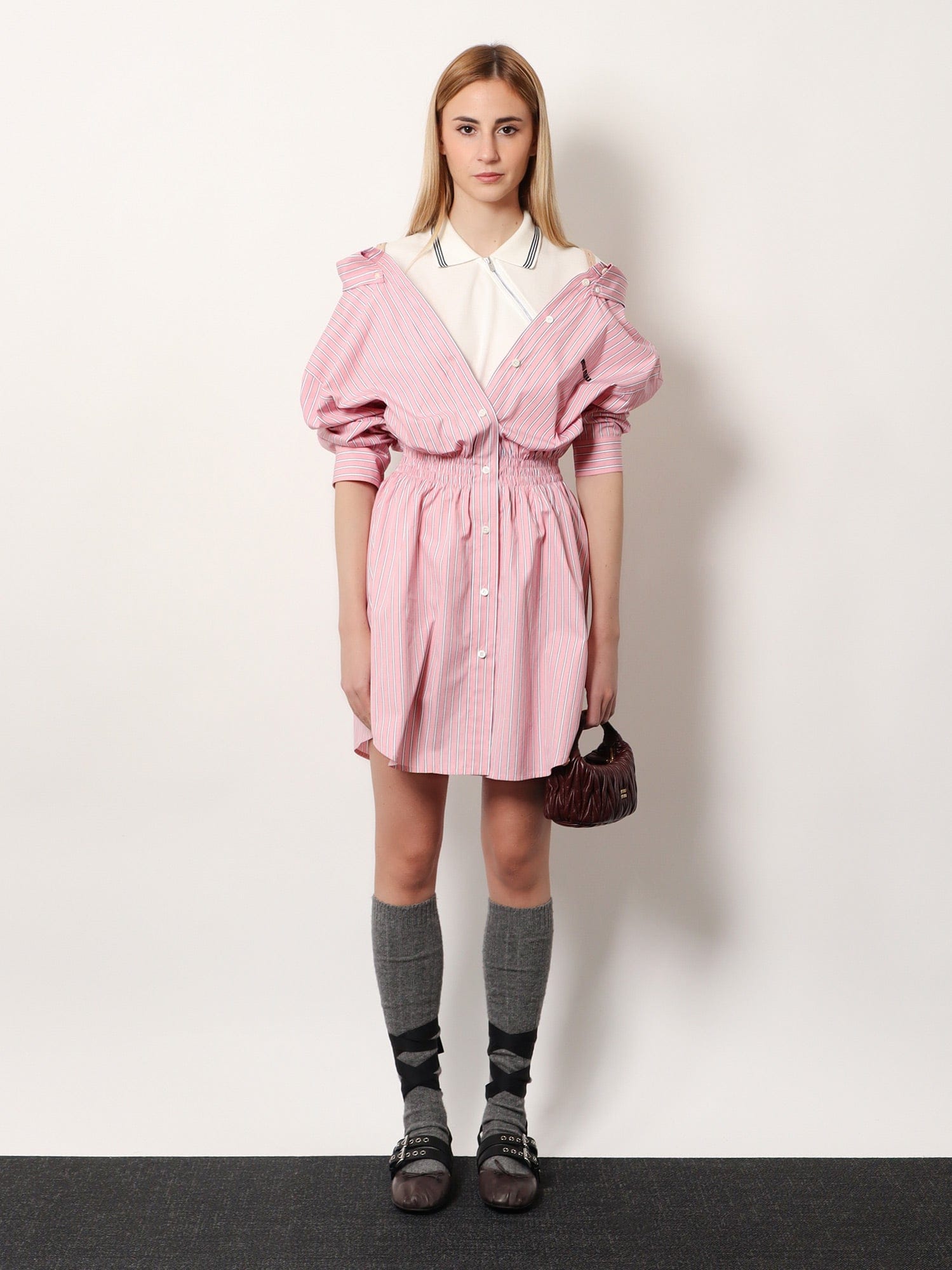 MIU MIU Striped cotton shirt dress