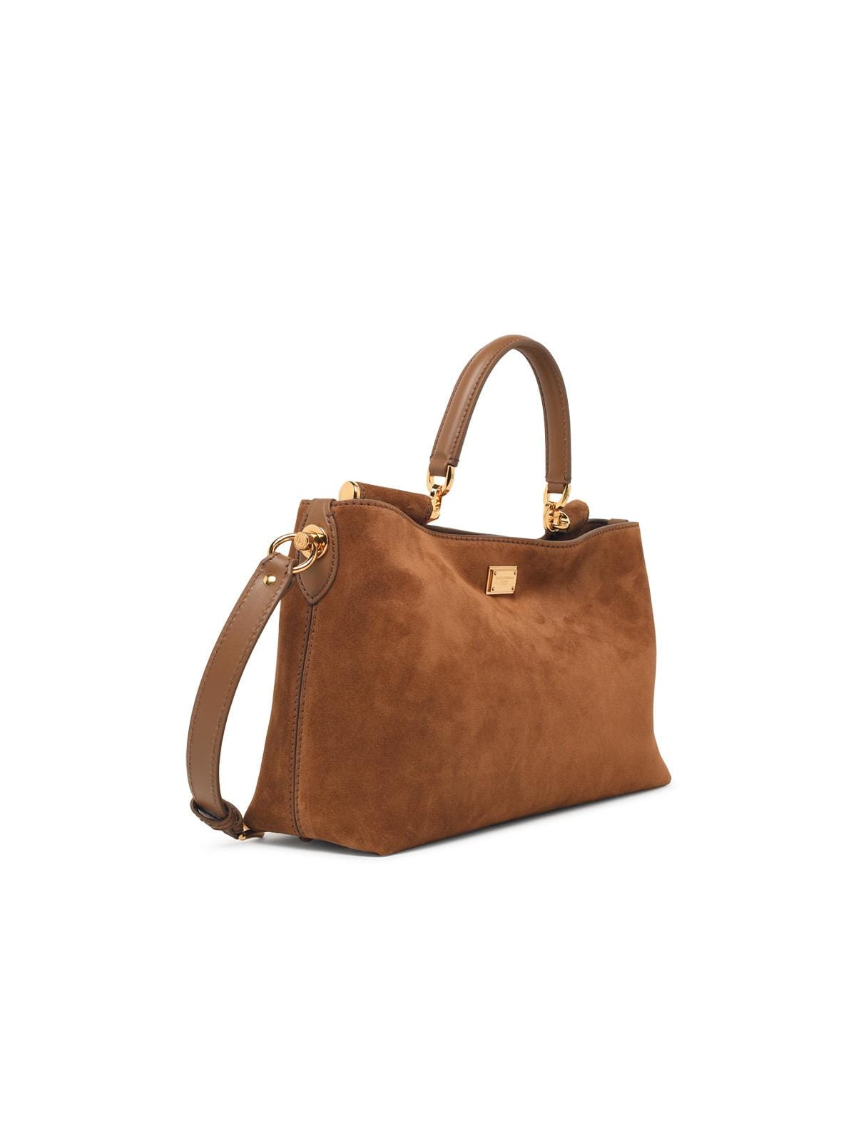 Dolce & Gabbana Medium Vittoria Brown Suede Handbag Women