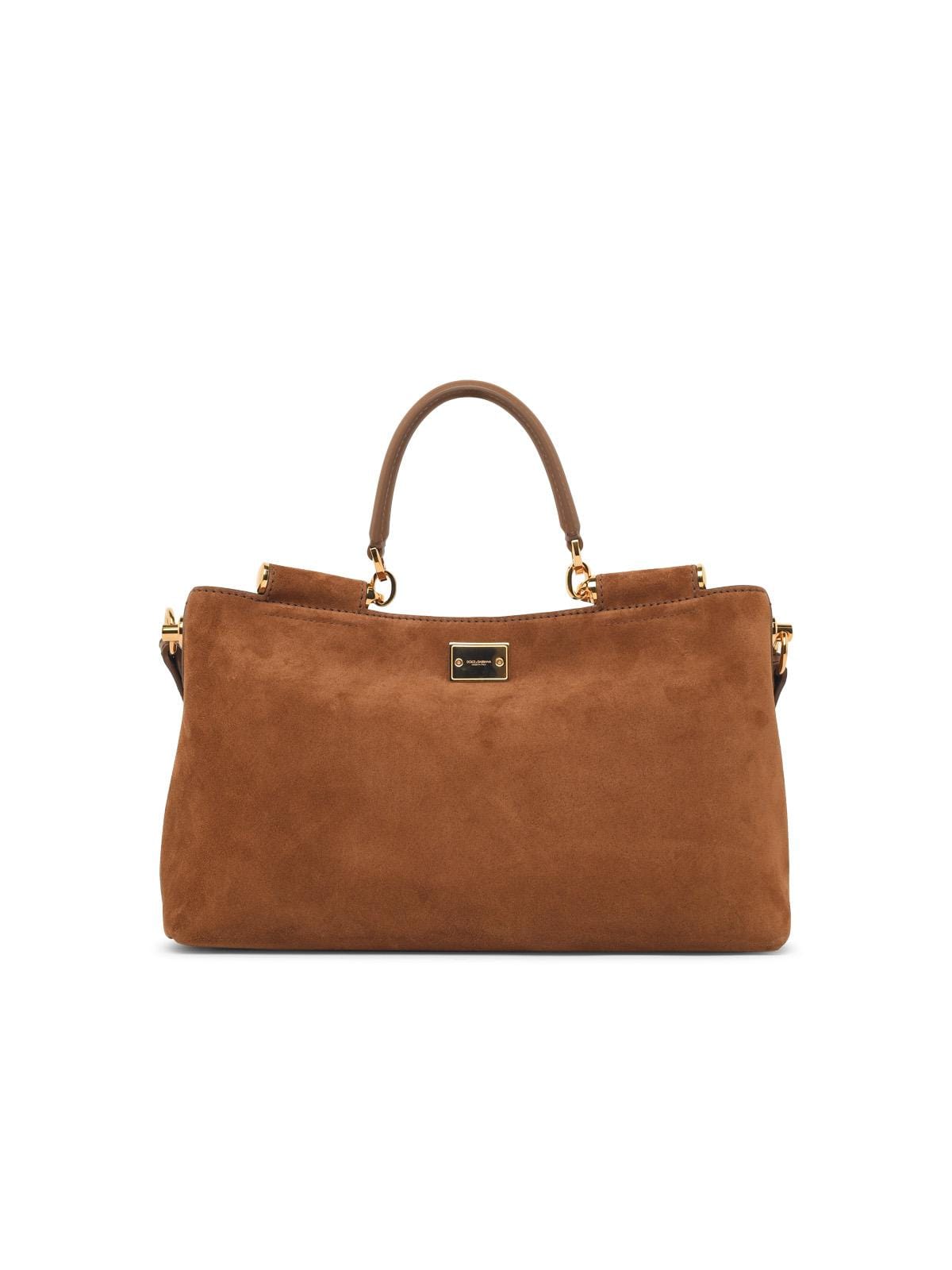 Dolce & Gabbana Medium Vittoria Brown Suede Handbag Women