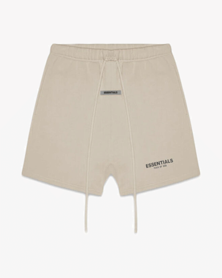 FEAR OF GOD FOG ESSENTIALS REFLECTIVE OLIVE FLEECE SHORTS