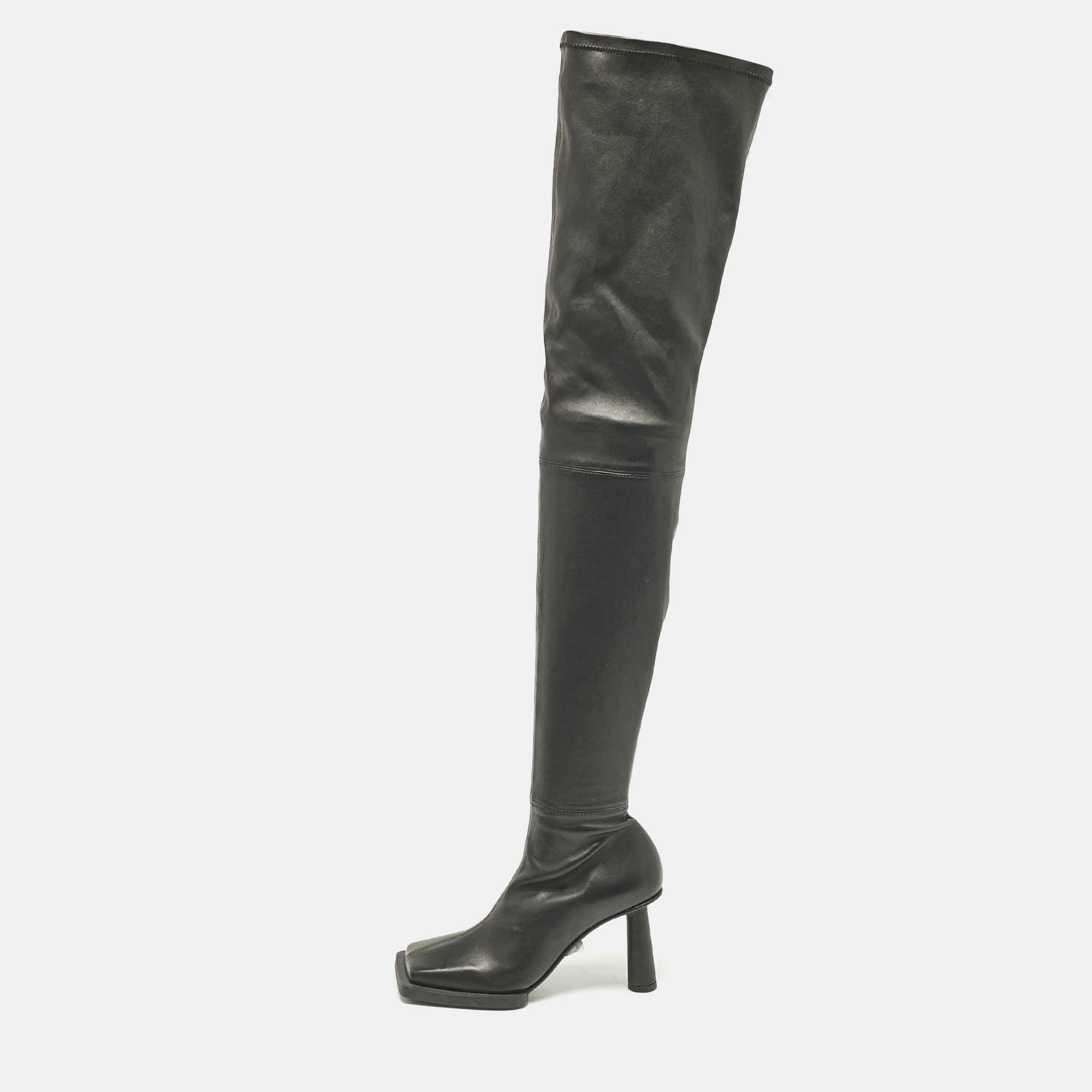 Jacquemus Black Leather Over The Knee Boots