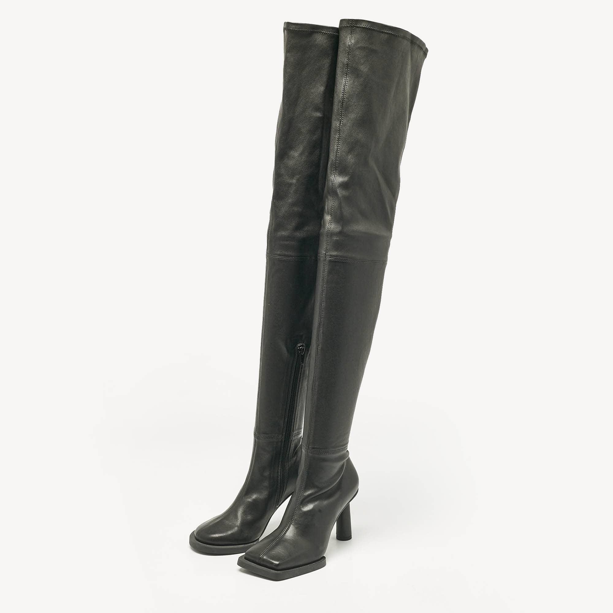 Jacquemus Black Leather Over The Knee Boots