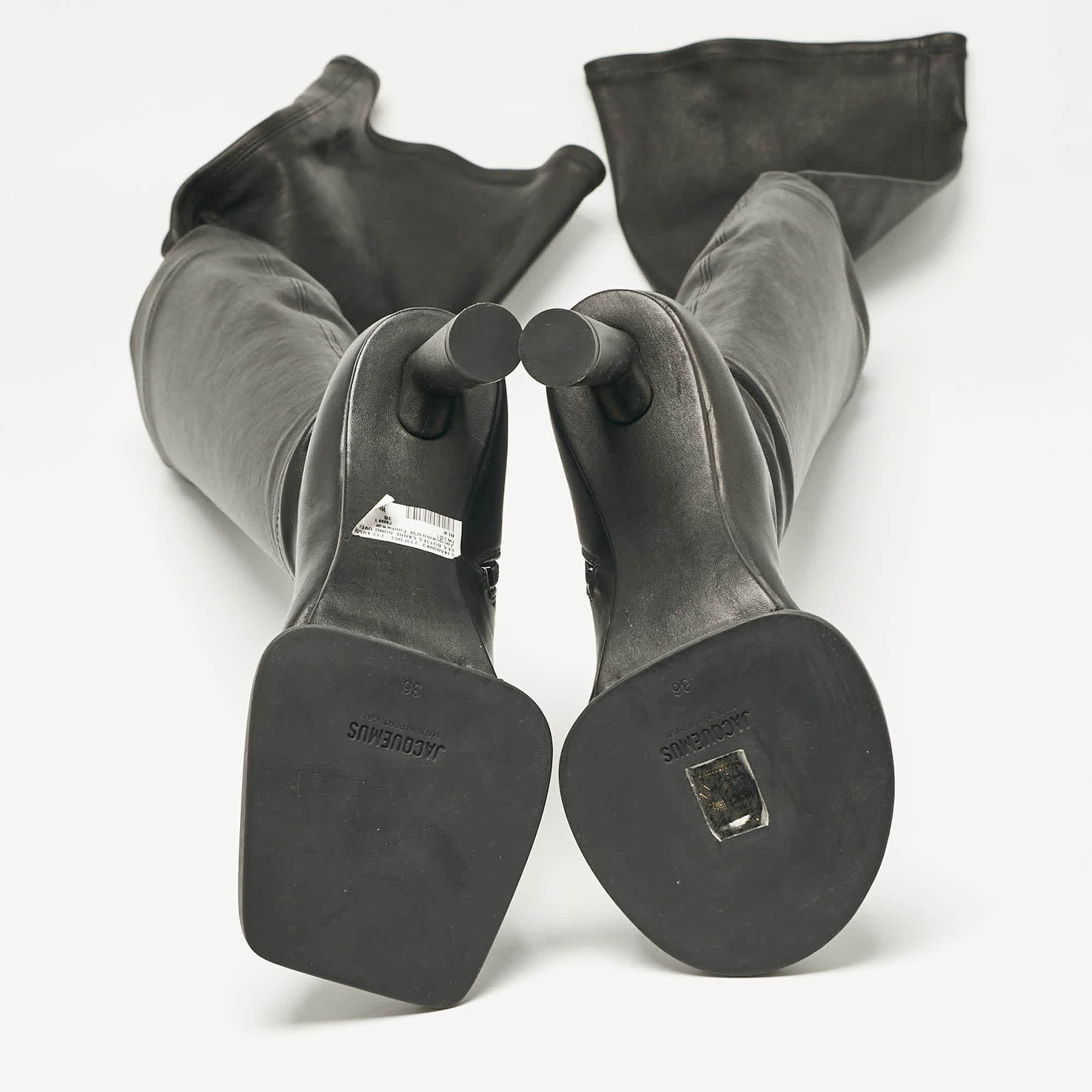 Jacquemus Black Leather Over The Knee Boots