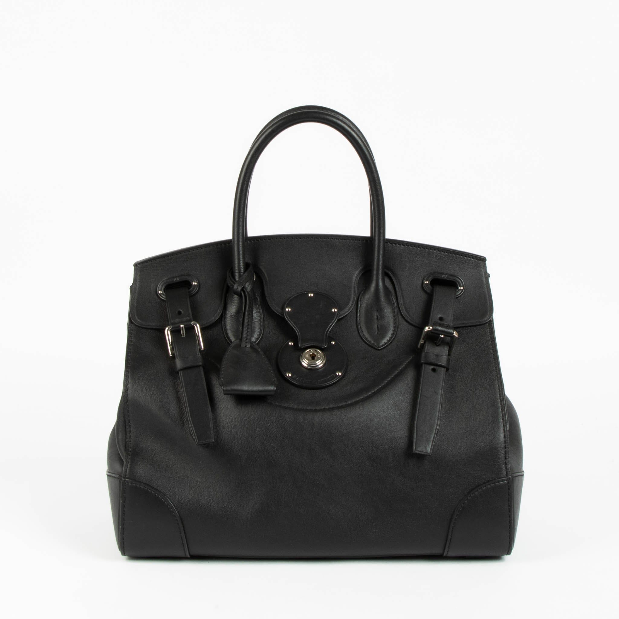 Ralph Lauren Black Leather Ricky Soft 32 Bag