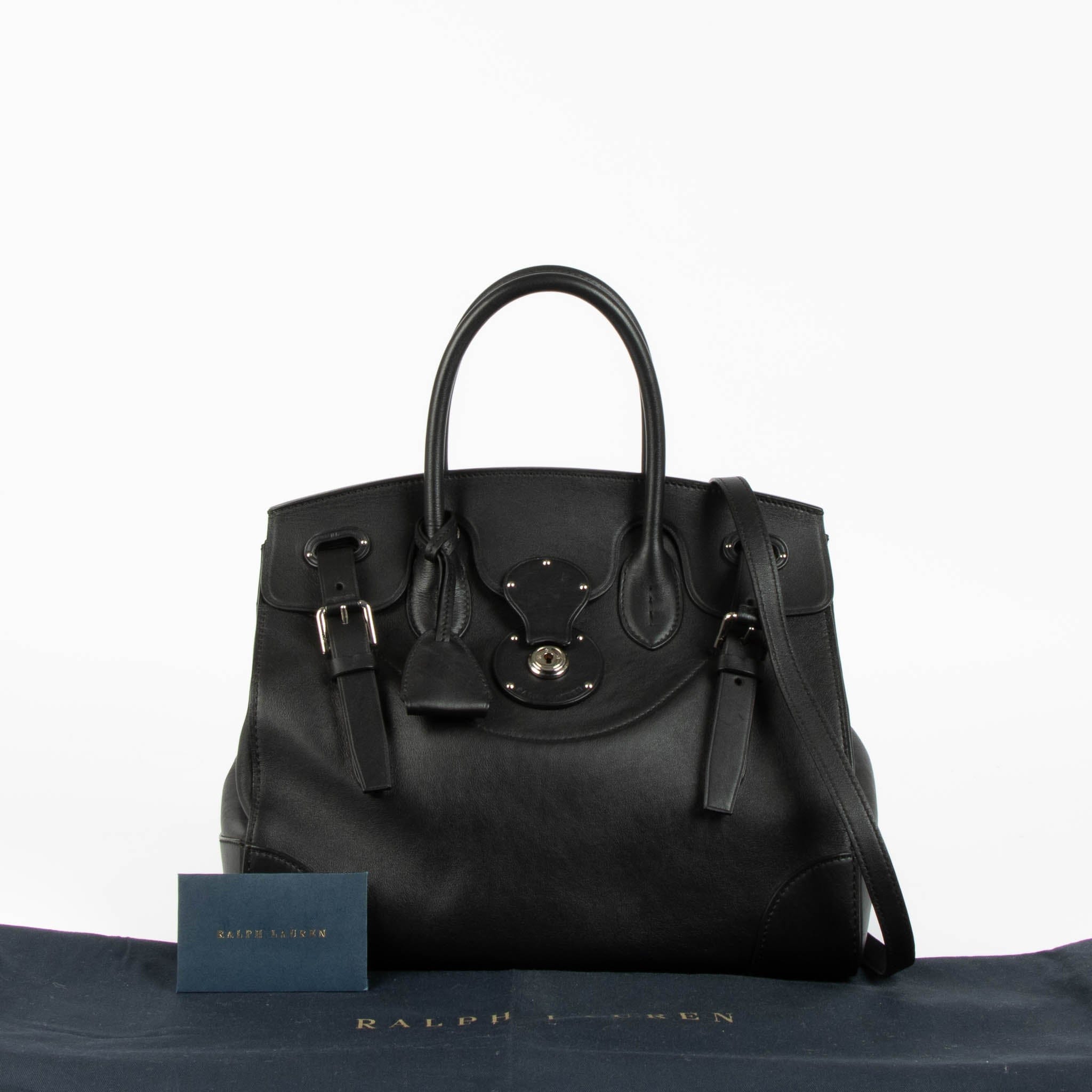 Ralph Lauren Black Leather Ricky Soft 32 Bag