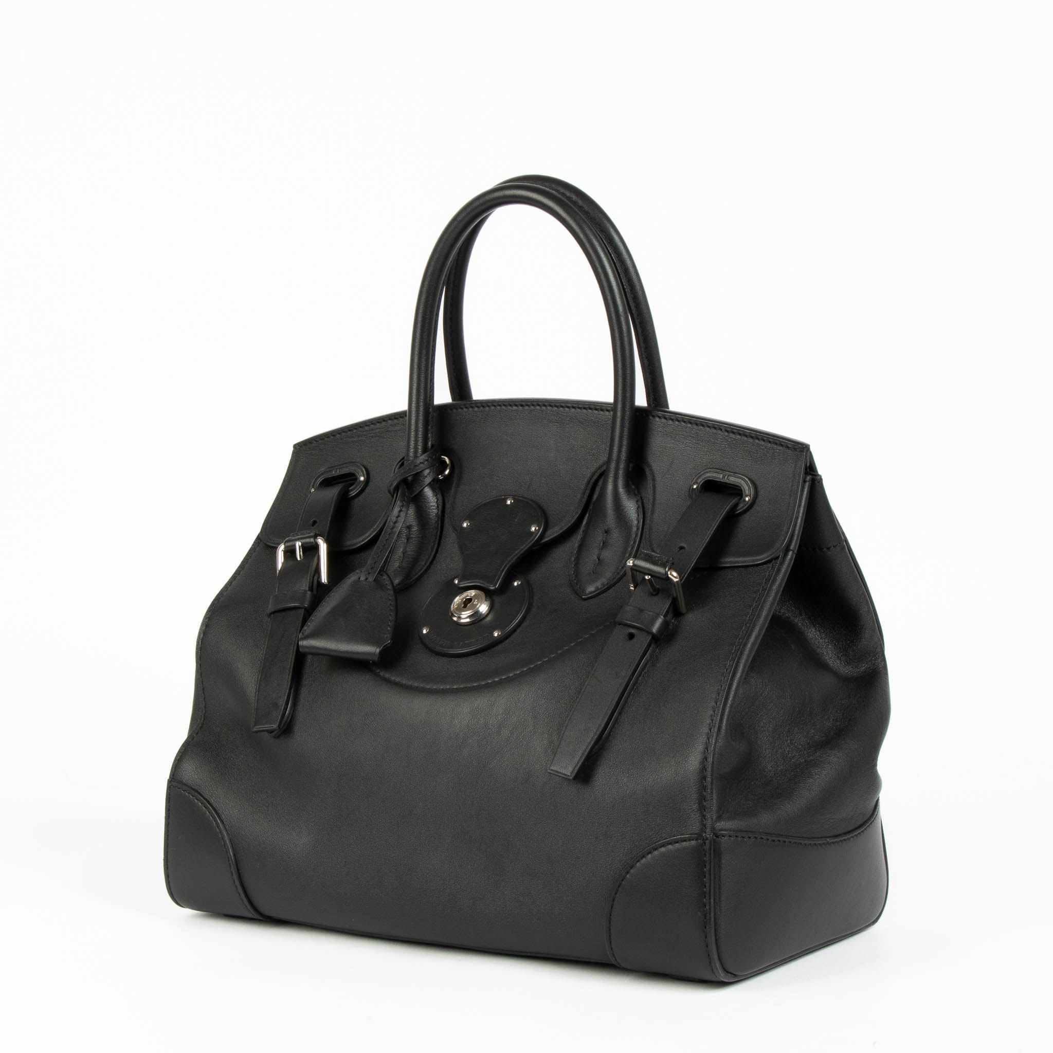 Ralph Lauren Black Leather Ricky Soft 32 Bag
