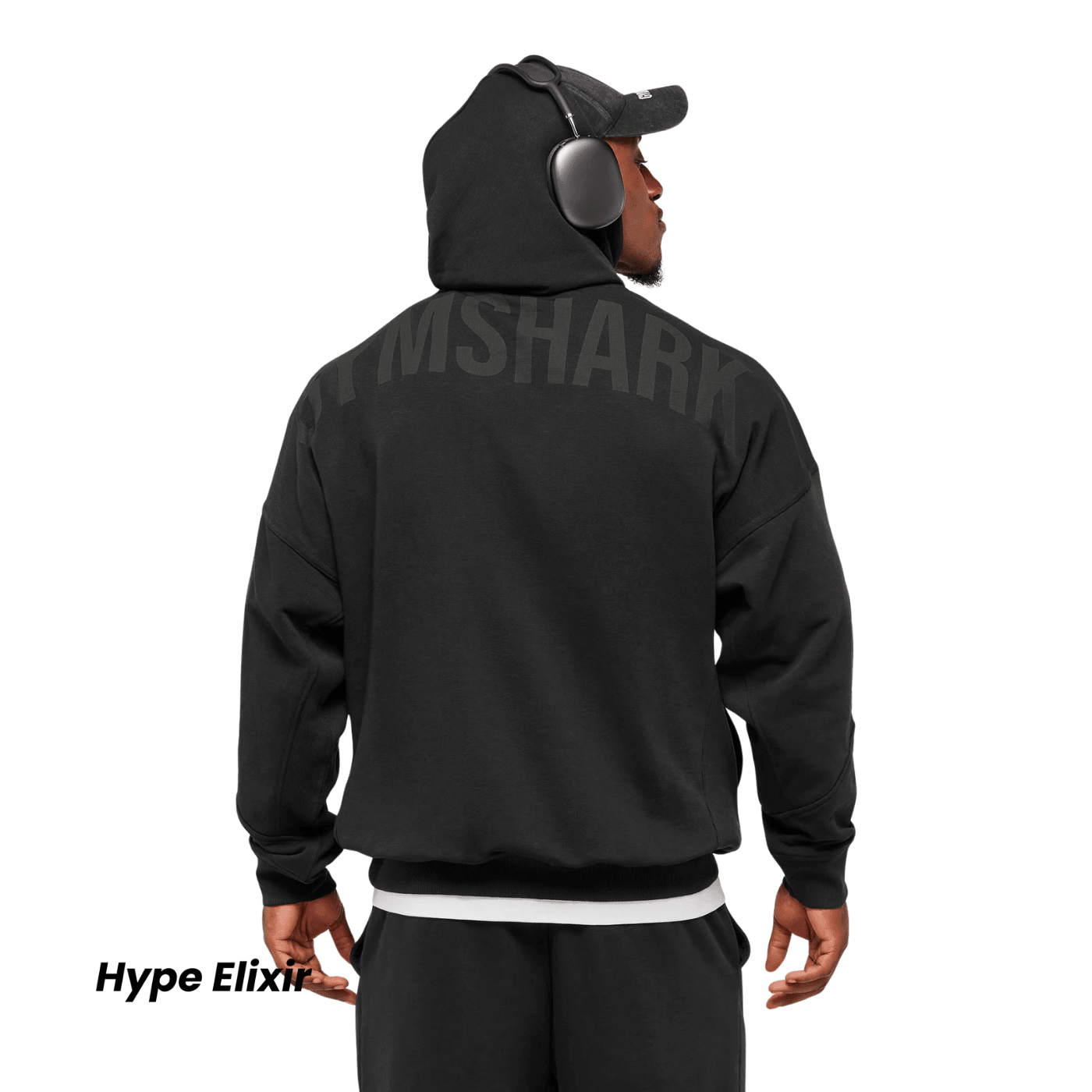Gymshark Power Hoodie oversized fit Black/Asphalt Grey