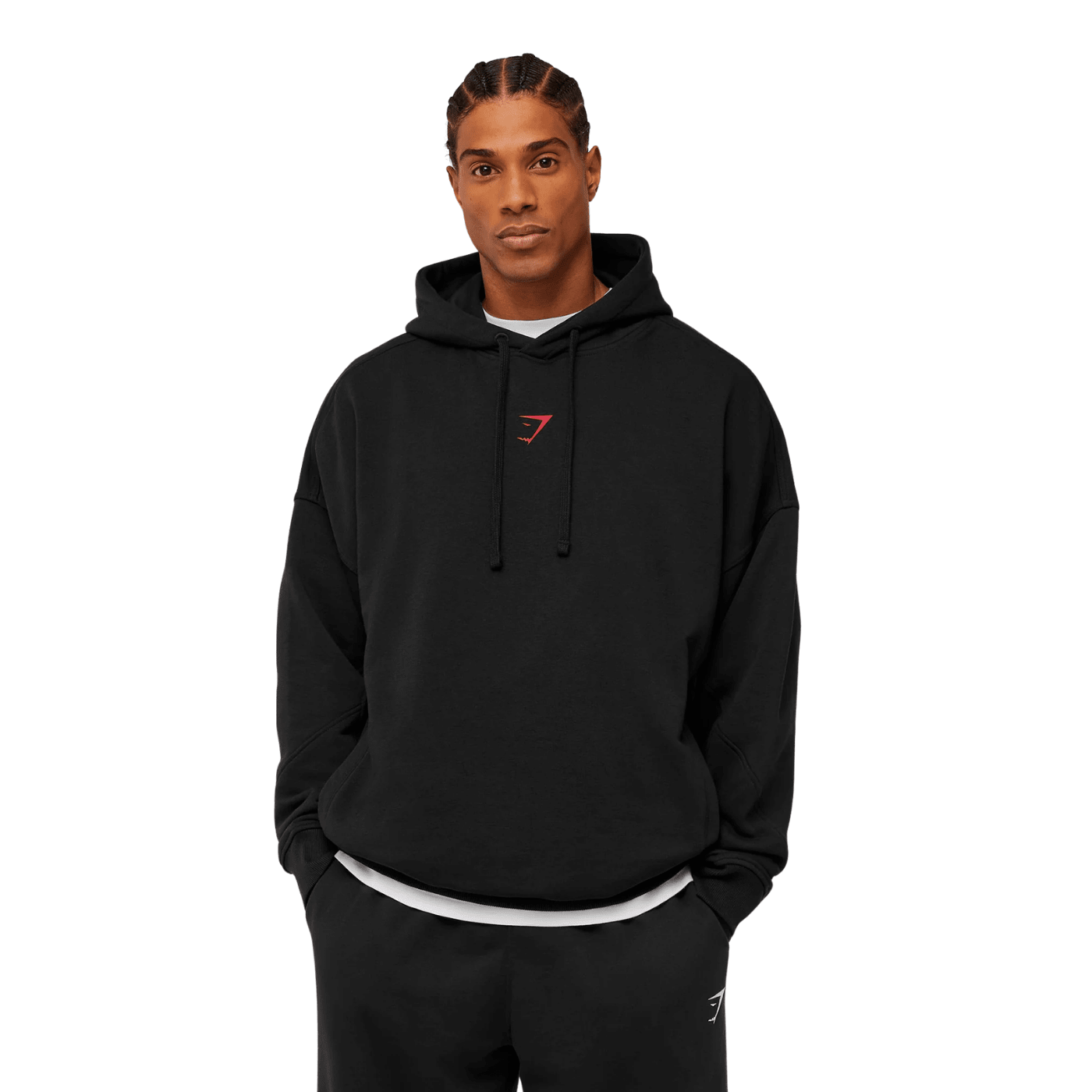 Gymshark Power Hoodie oversized fit Black/Conditioning Red