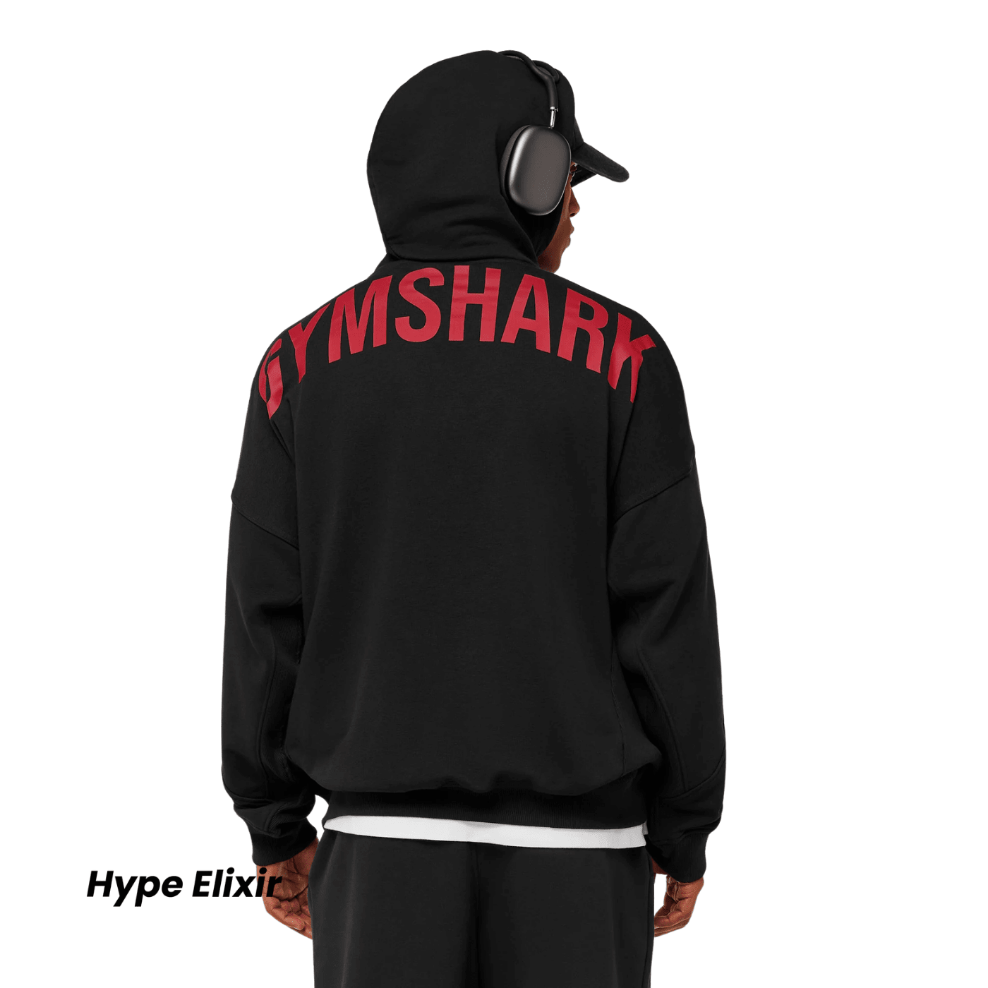 Gymshark Power Hoodie oversized fit Black/Conditioning Red