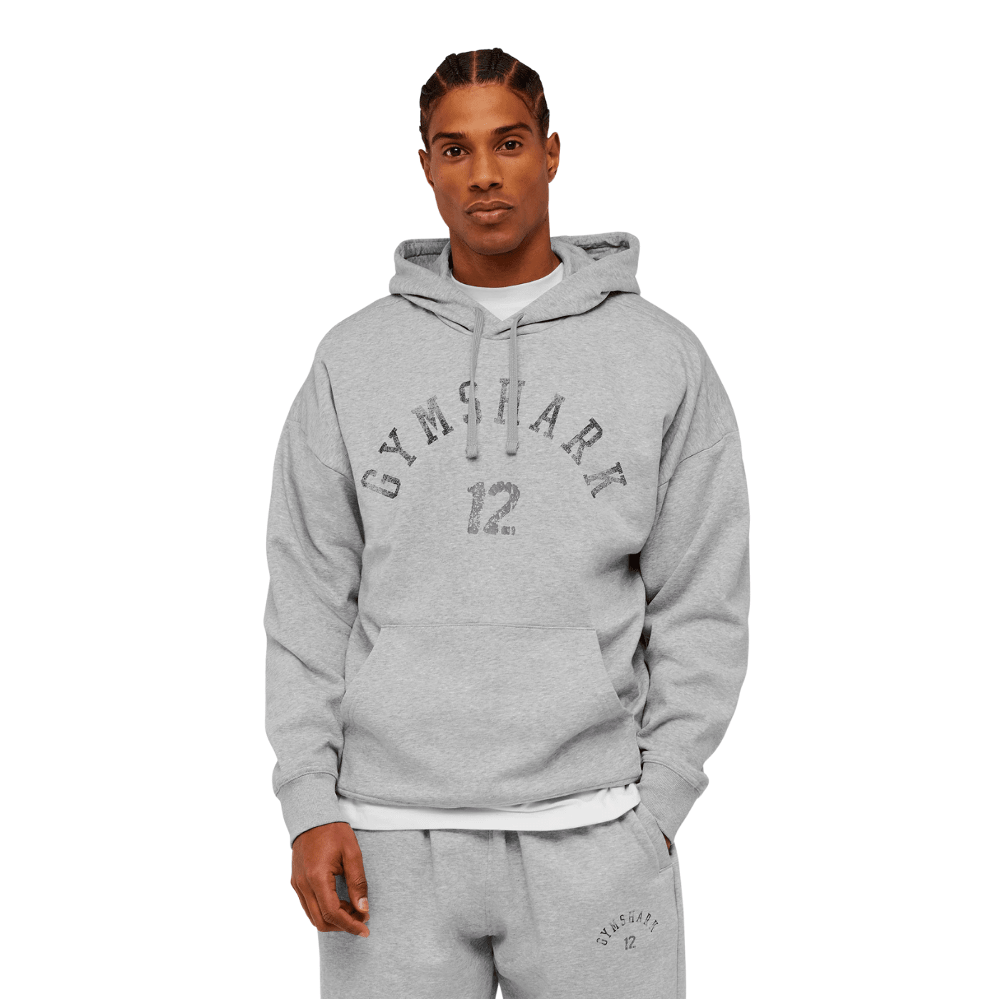 Gymshark 12 Graphic Hoodie oversized fit - Light Grey Core Marl