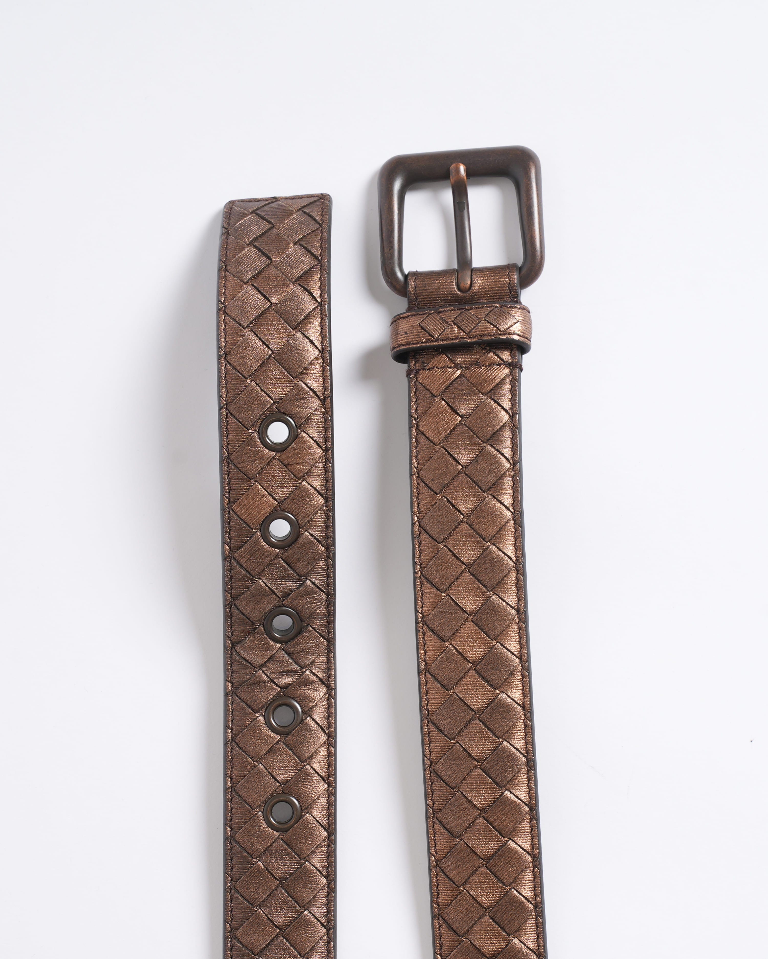 Bottega veneta brown intrecciato mesh belt