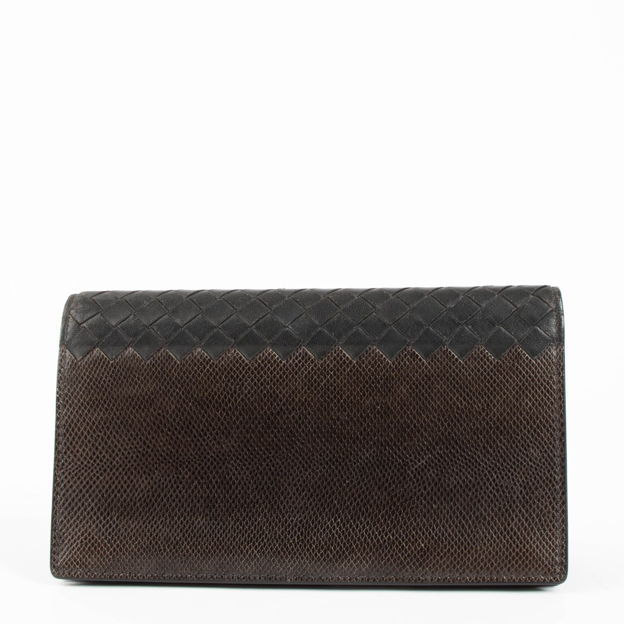 Bottega Veneta Black Intrecciato Leather/Karung Snakeskin Wallet