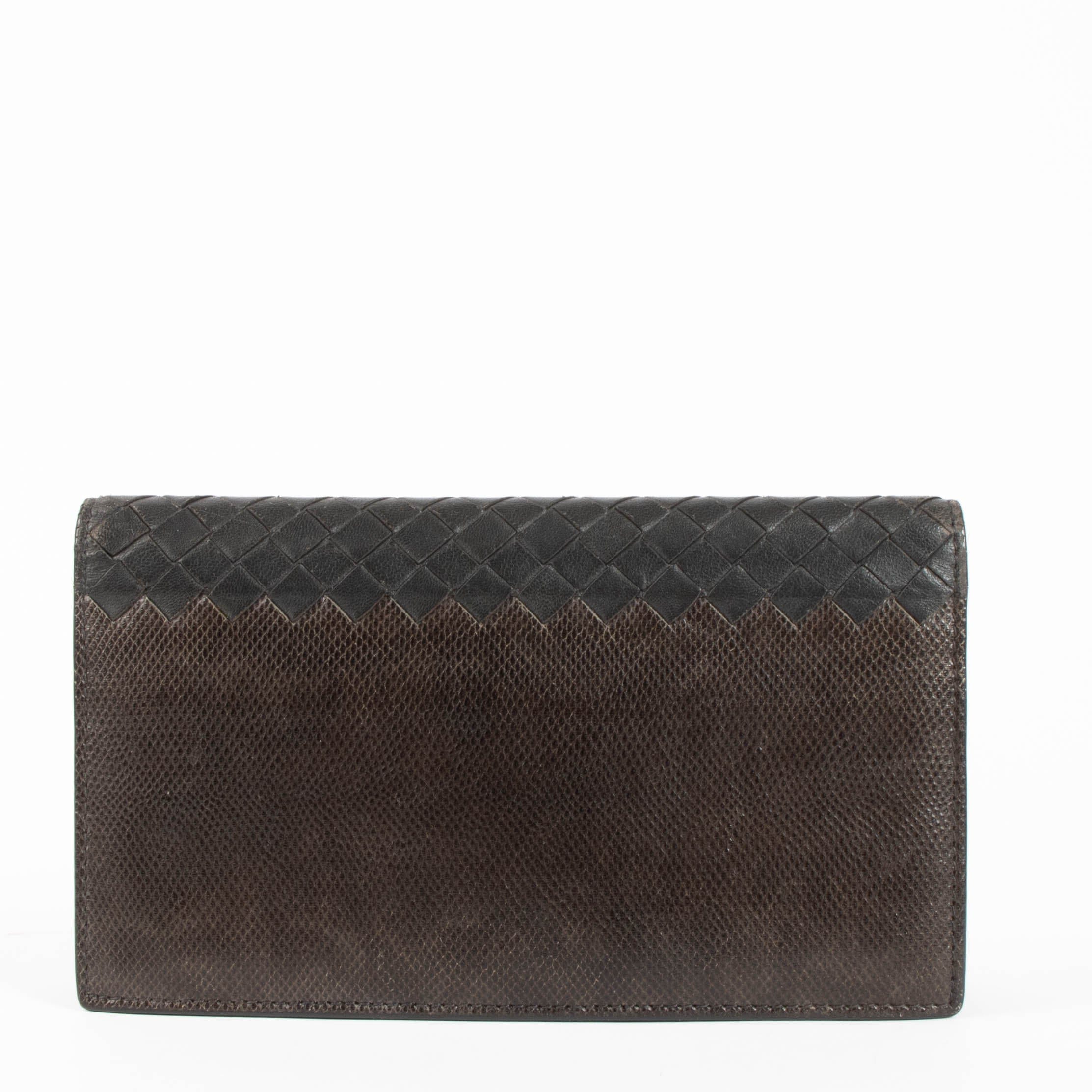 Bottega Veneta Black Intrecciato Leather/Karung Snakeskin Wallet