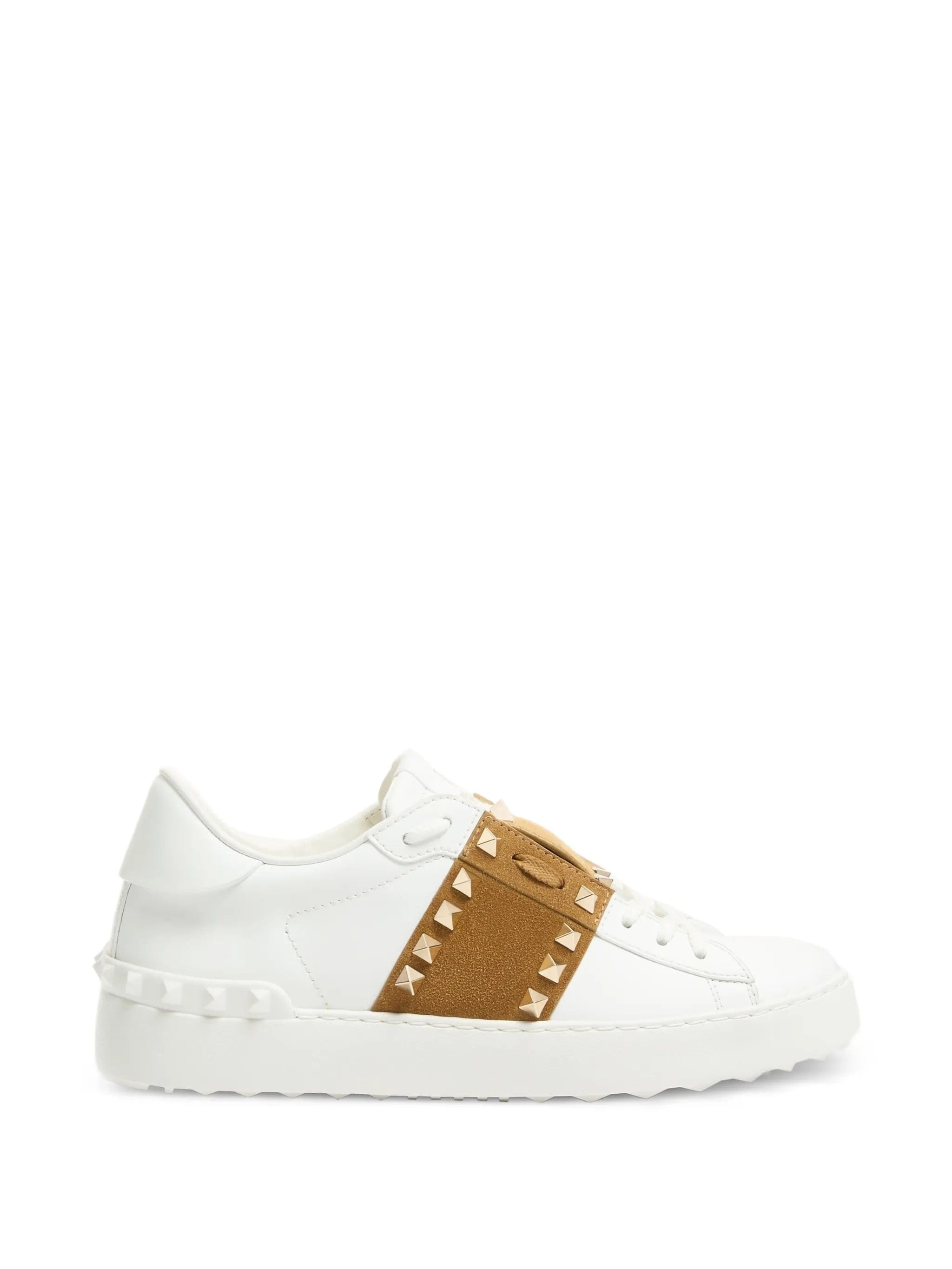 Valentino Garavani Rockstud untitled sneakers in calfskin with split leather band