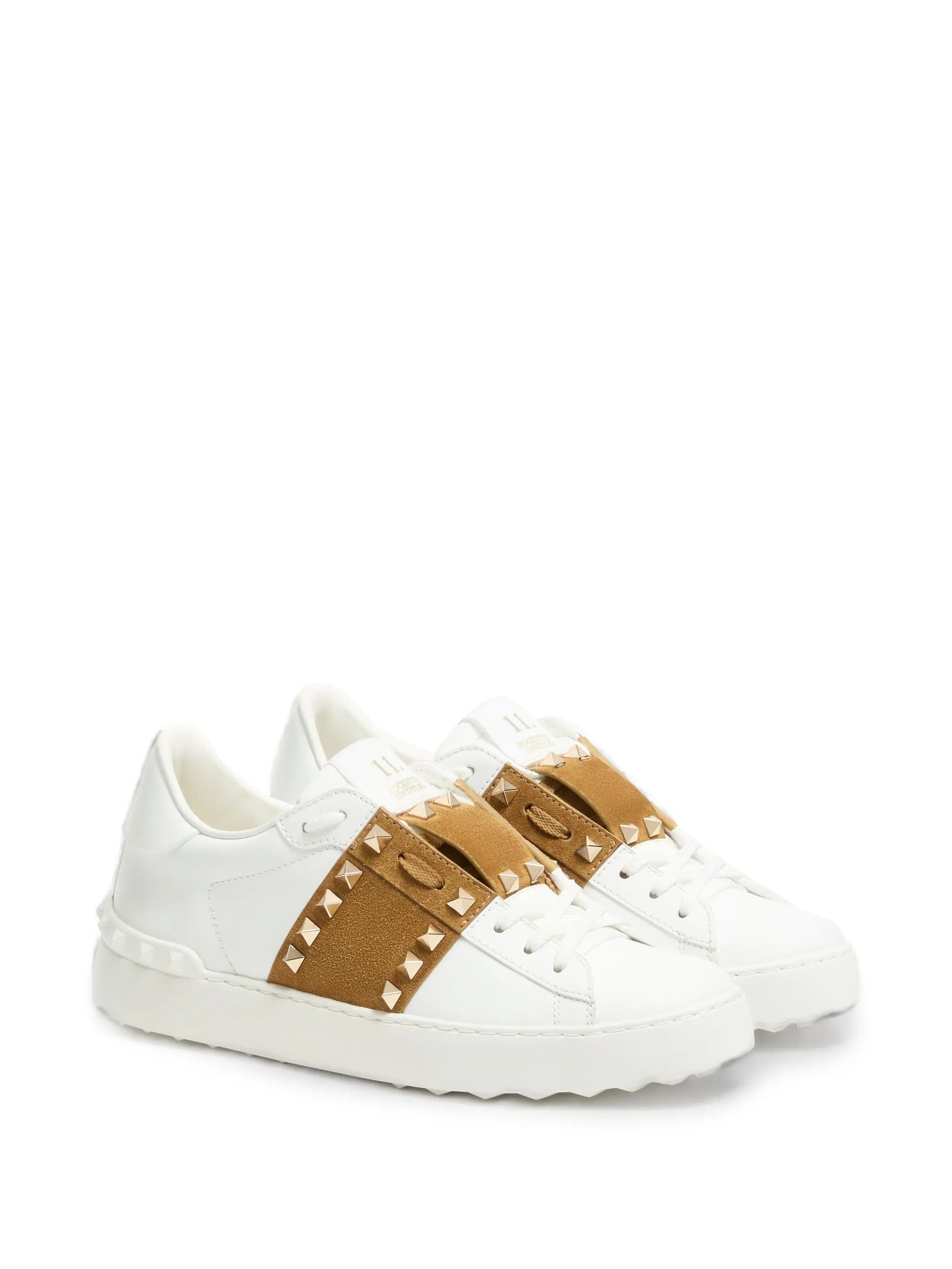 Valentino Garavani Rockstud untitled sneakers in calfskin with split leather band