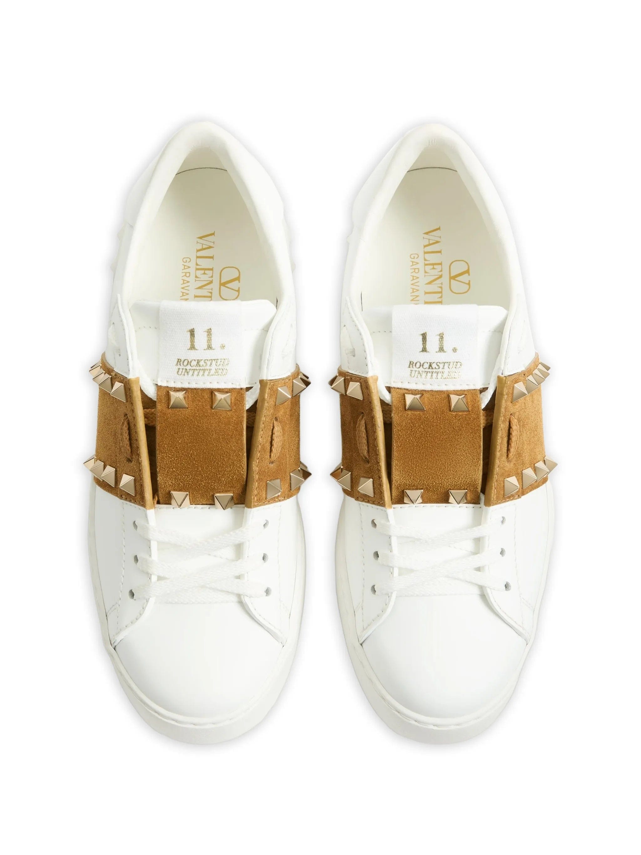 Valentino Garavani Rockstud untitled sneakers in calfskin with split leather band