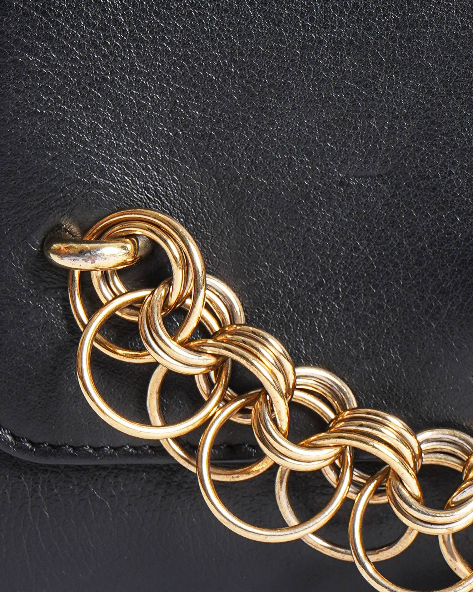Chloé Black Leather Drew Bijou Clutch With Deattachable Crossbody Bag