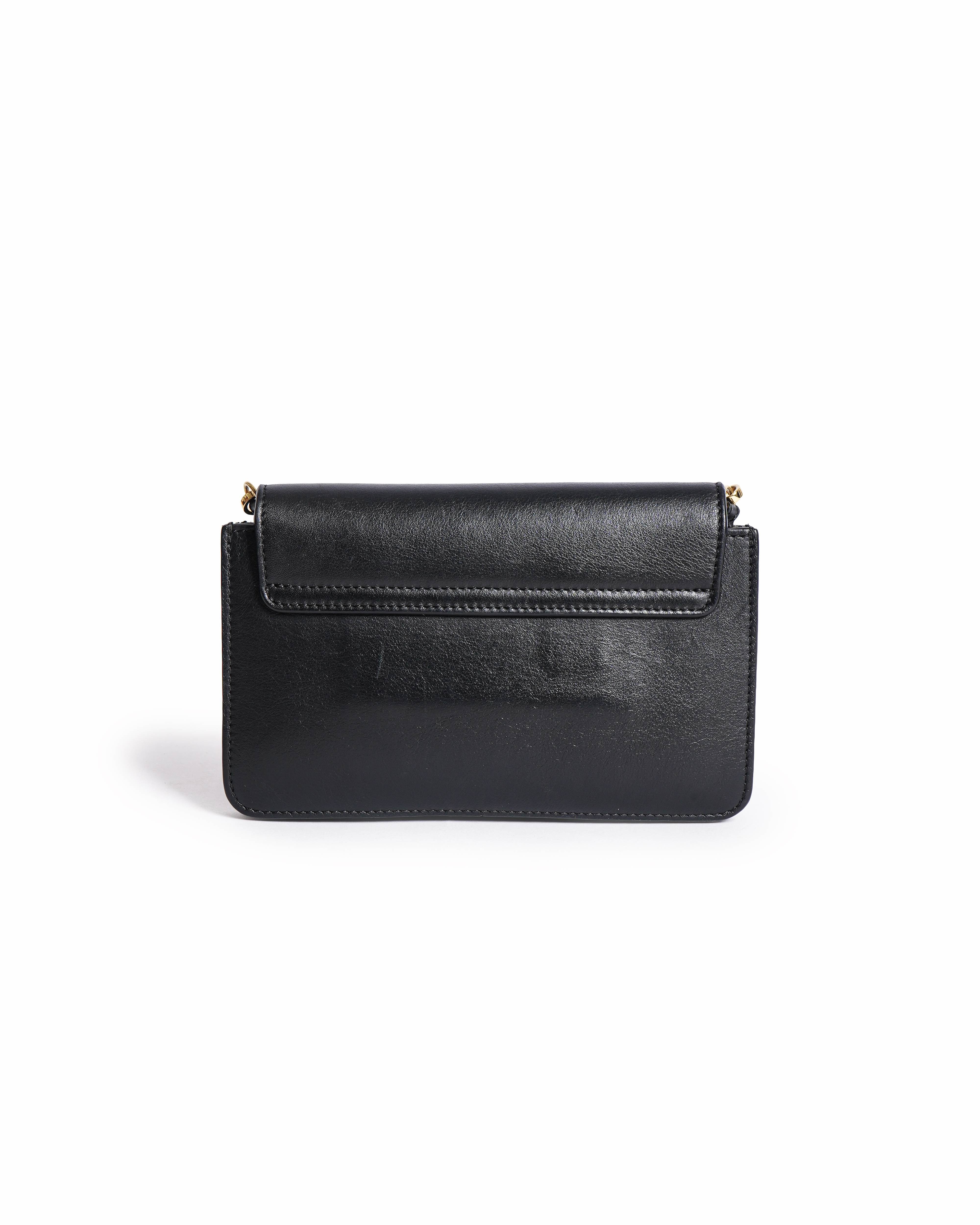Chloé Black Leather Drew Bijou Clutch With Deattachable Crossbody Bag