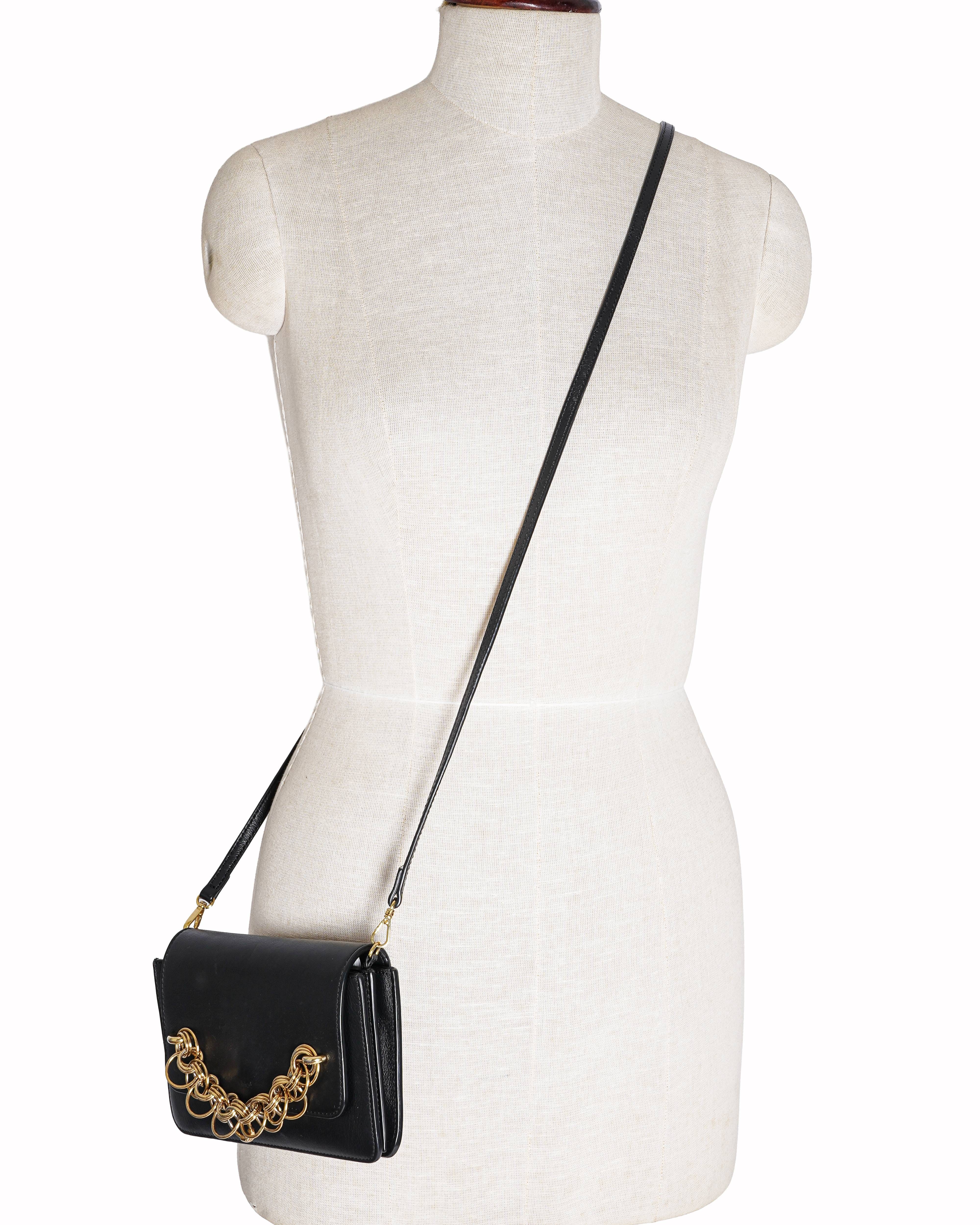 Chloé Black Leather Drew Bijou Clutch With Deattachable Crossbody Bag
