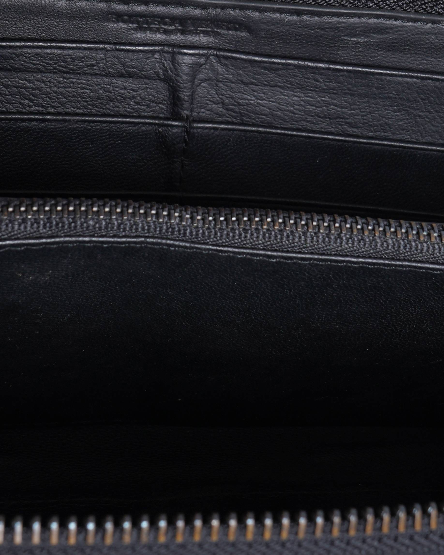 Bottega Veneta Black Intrecciato Leather Zip Around Wallet