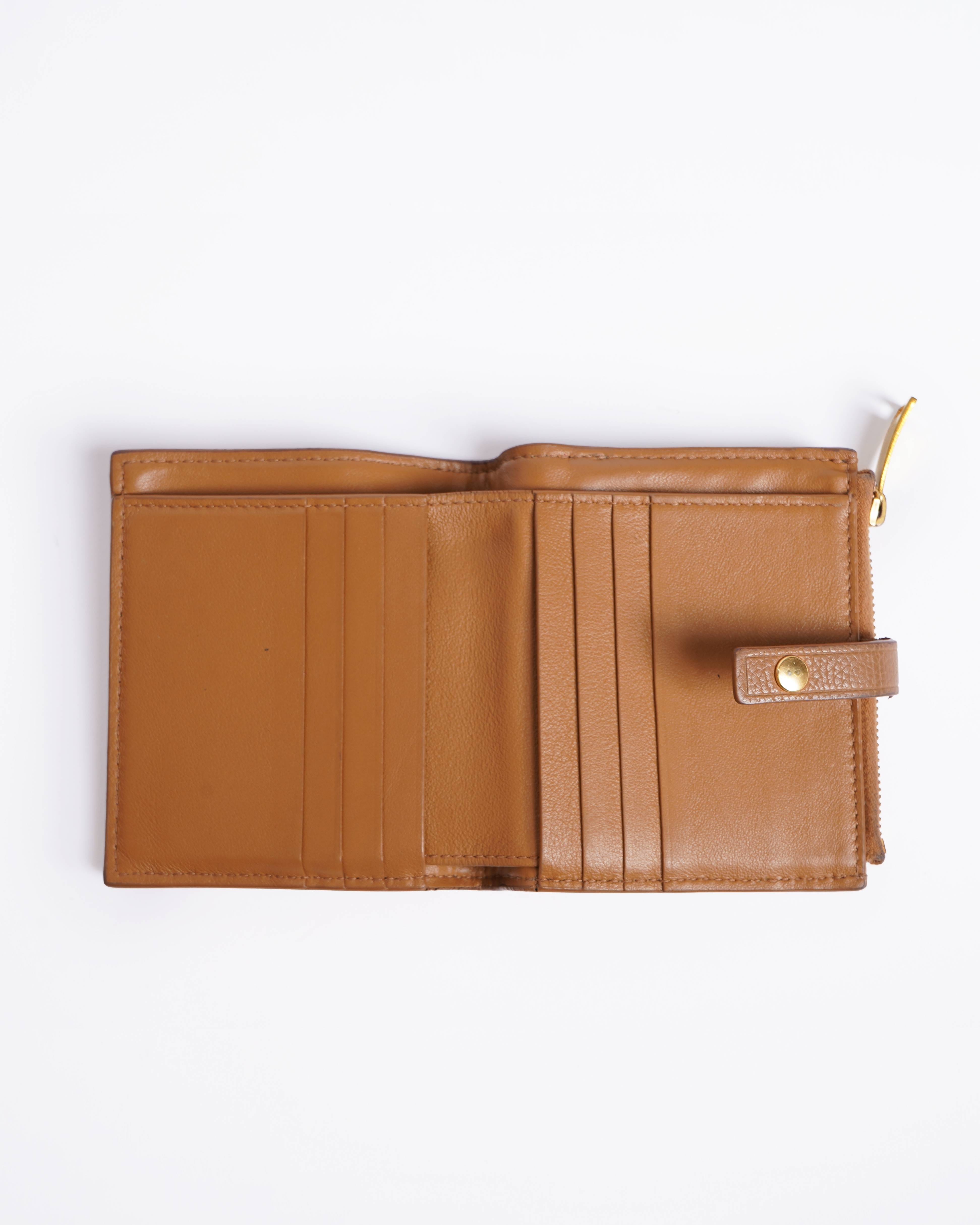 Bottega Veneta Grained Leather Brown Bifold Wallet