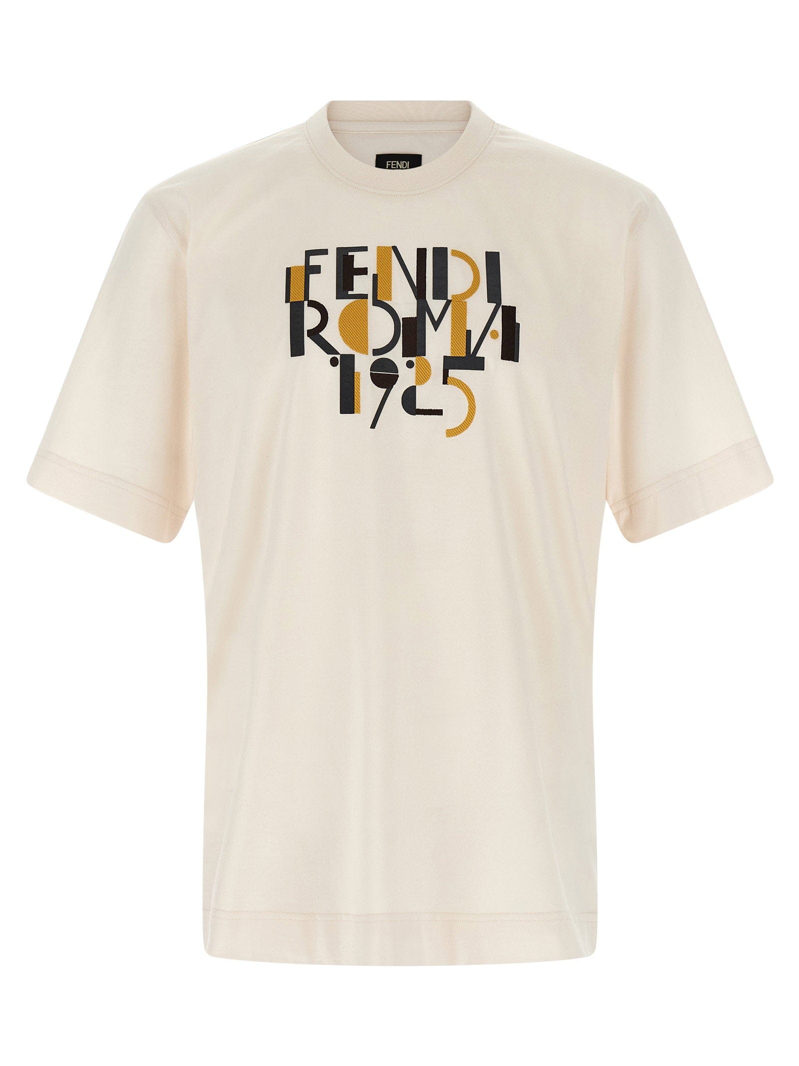 Fendi Logo Print T - shirt — Cream