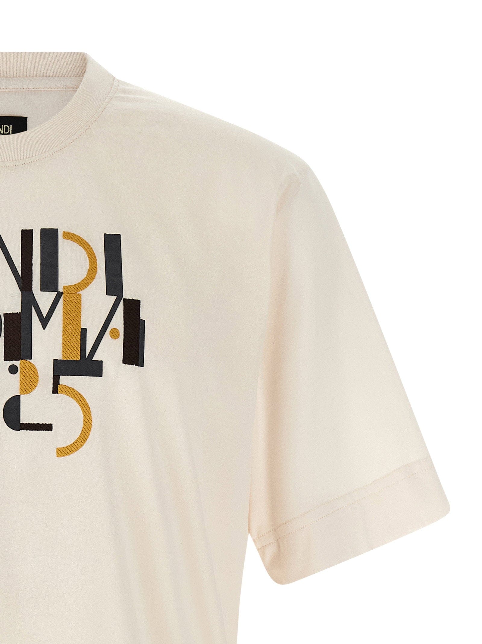 Fendi Logo Print T - shirt — Cream