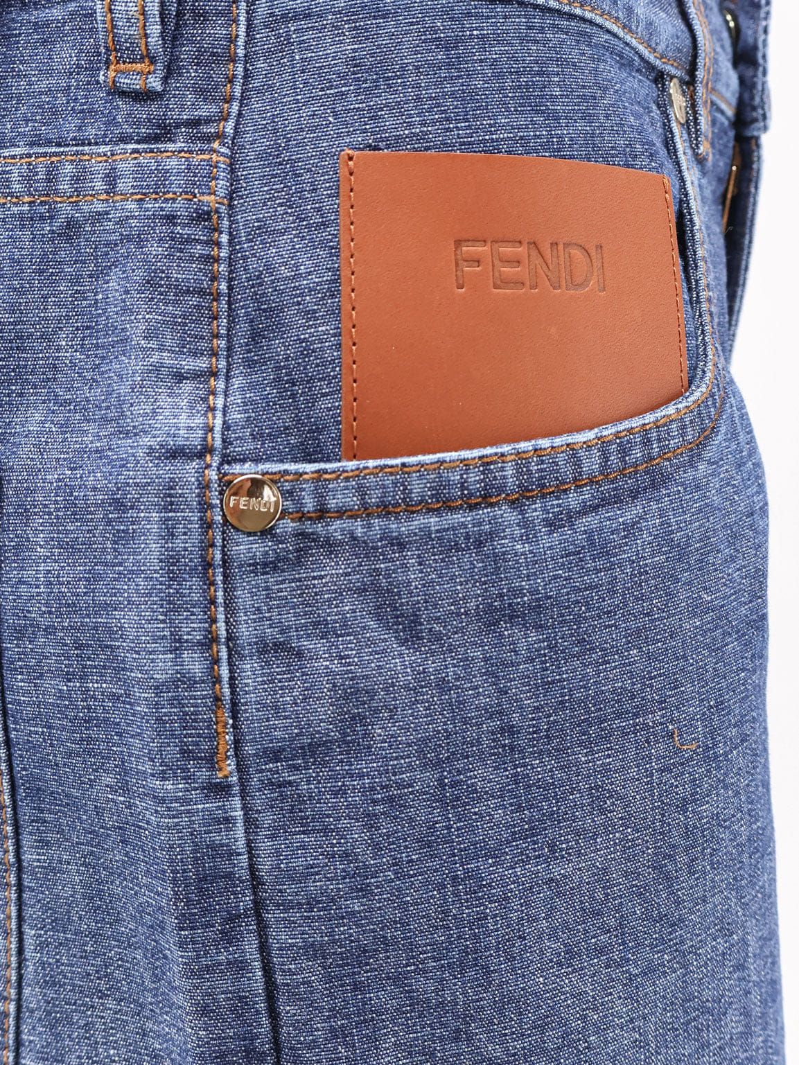 Fendi Chambray Denim Shorts