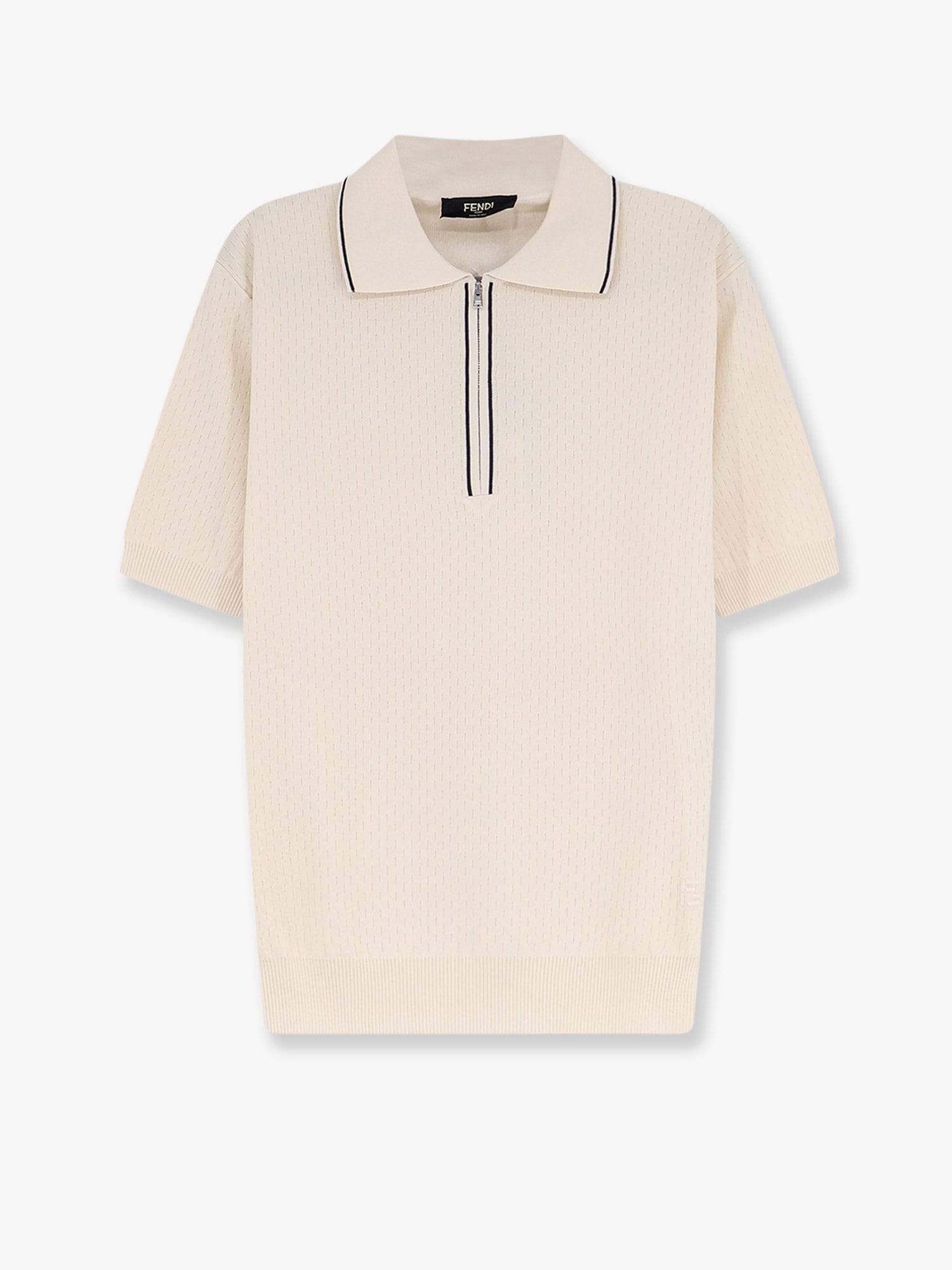 Fendi Cotton and silk polo shirt with FF embroidery