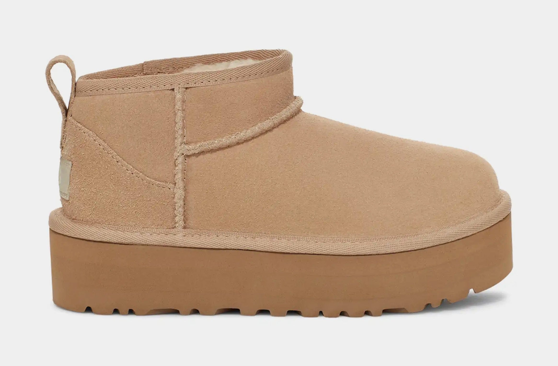 UGG Classic Ultra Mini Platform Grade School Boots (Beige)