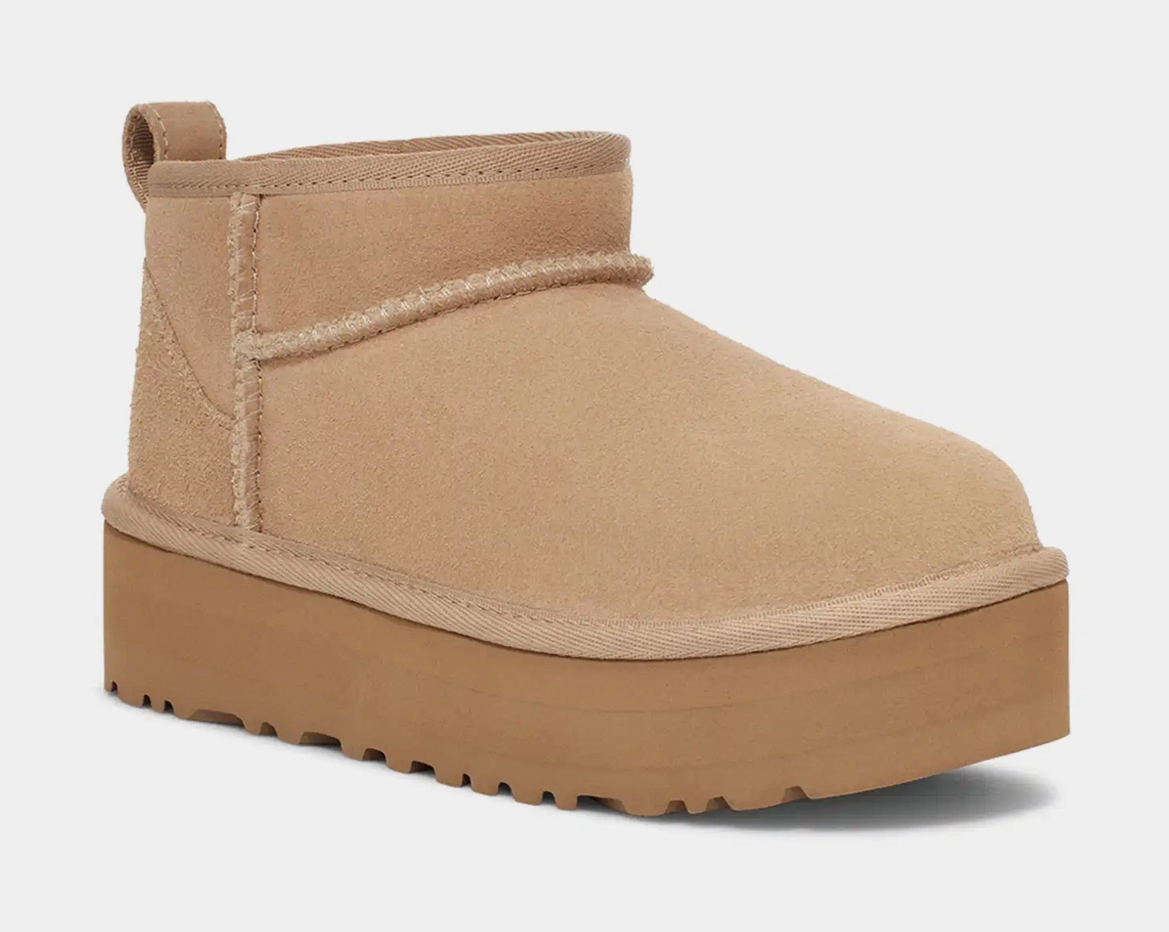 UGG Classic Ultra Mini Platform Grade School Boots (Beige)