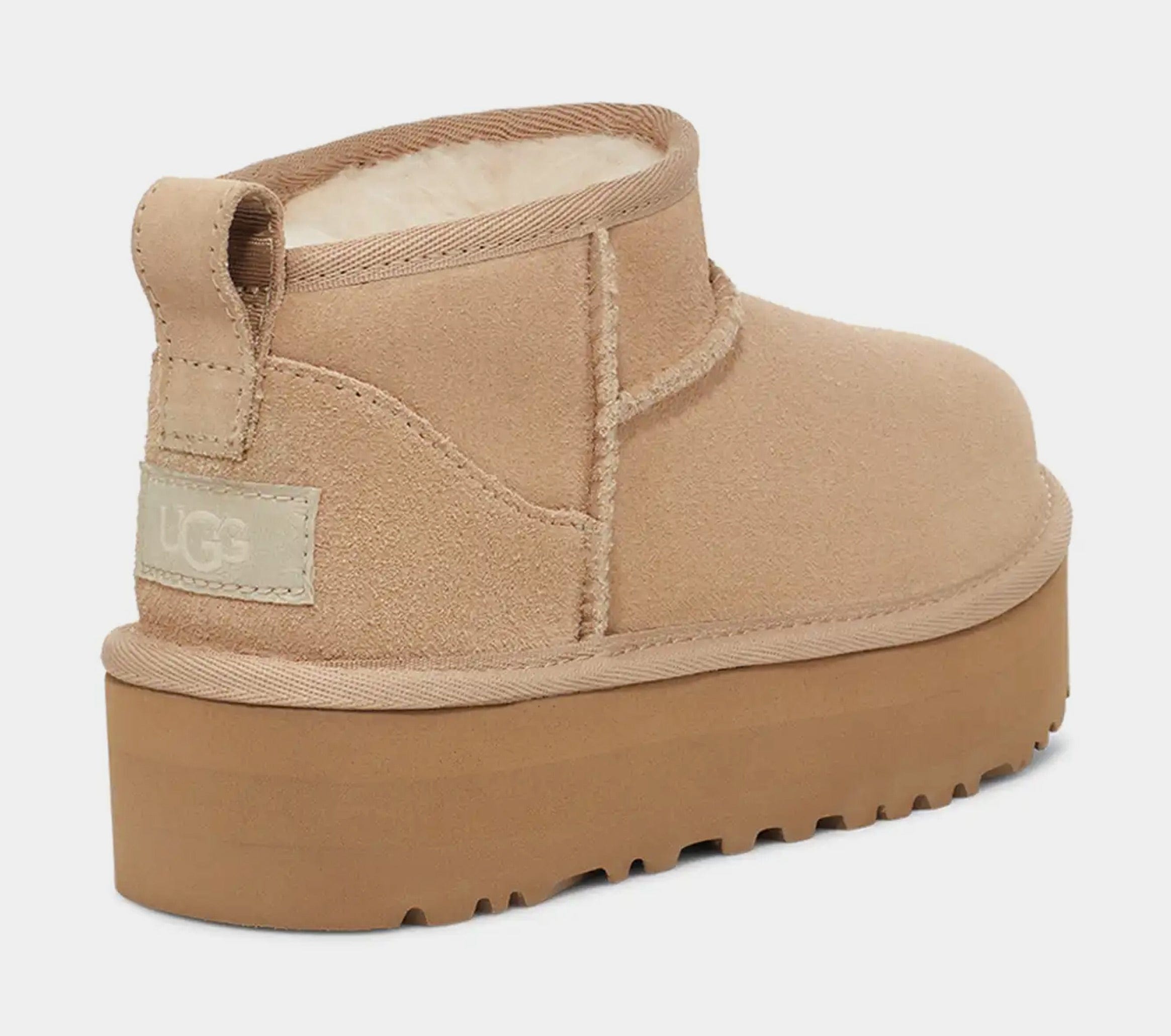 UGG Classic Ultra Mini Platform Grade School Boots (Beige)