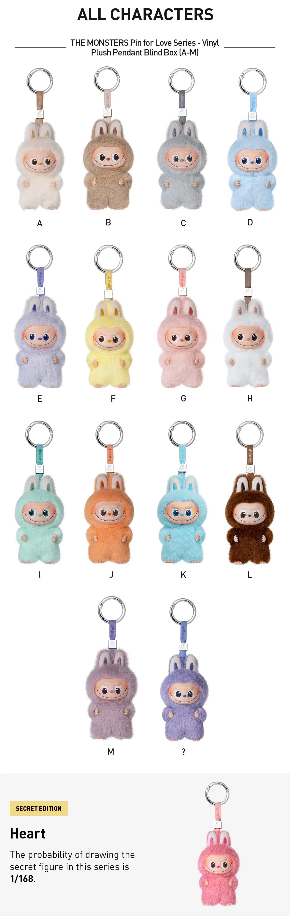 Pop Mart Labubu Pin for Love Series Blind Box (A - M) Yellow