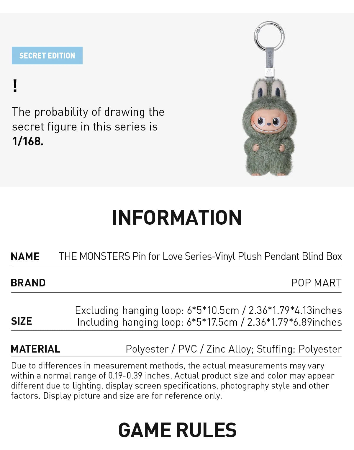 Pop Mart Labubu Pin for Love Series Blind Box (N - Z) Blue