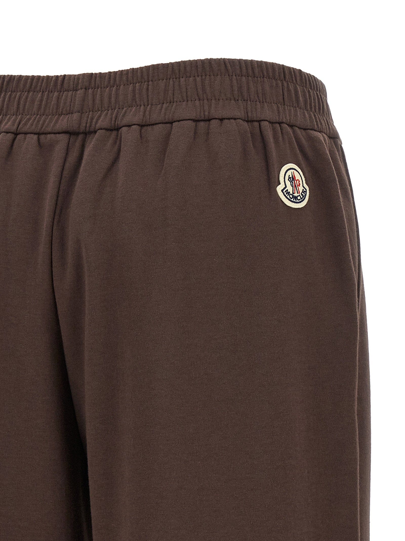 Moncler Double Knit Cotton Blend Joggers — Brown