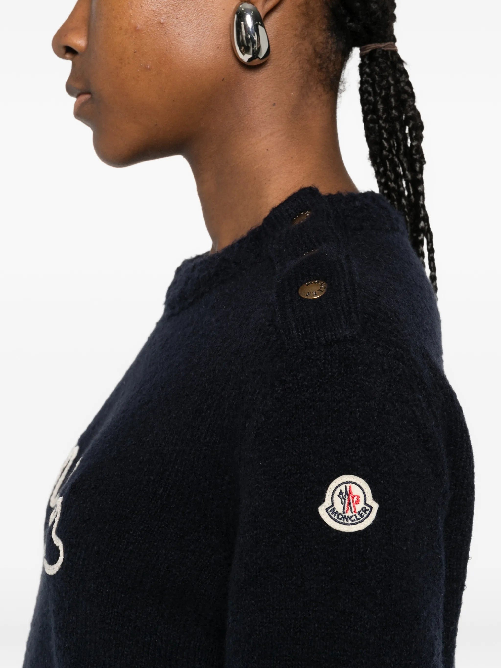 Moncler button crew - neck sweater