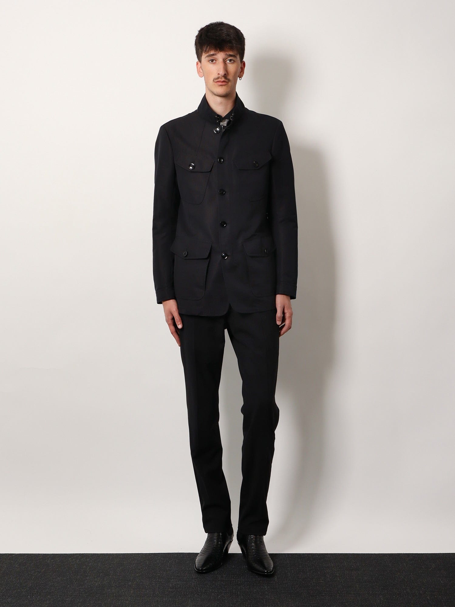 TOM FORD Virgin wool trouser with satin profiles