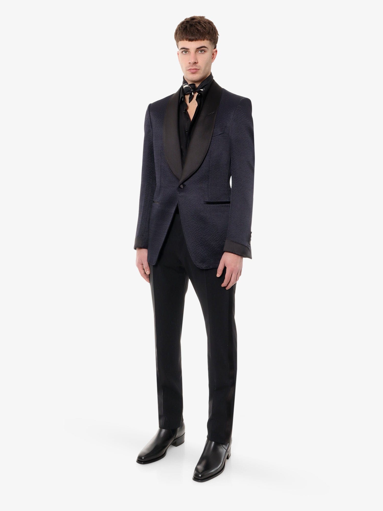 TOM FORD Virgin wool trouser with satin profiles