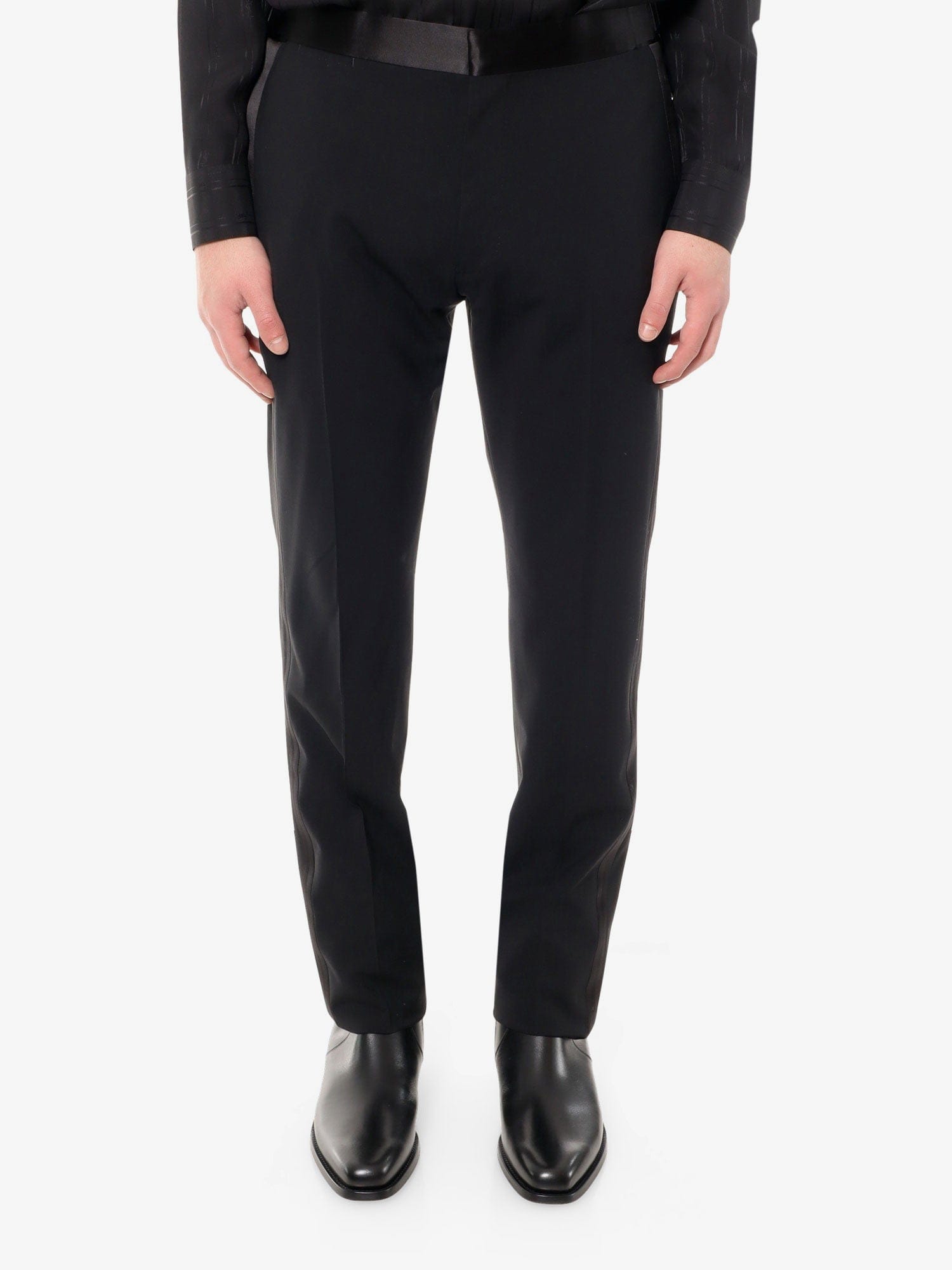 TOM FORD Virgin wool trouser with satin profiles