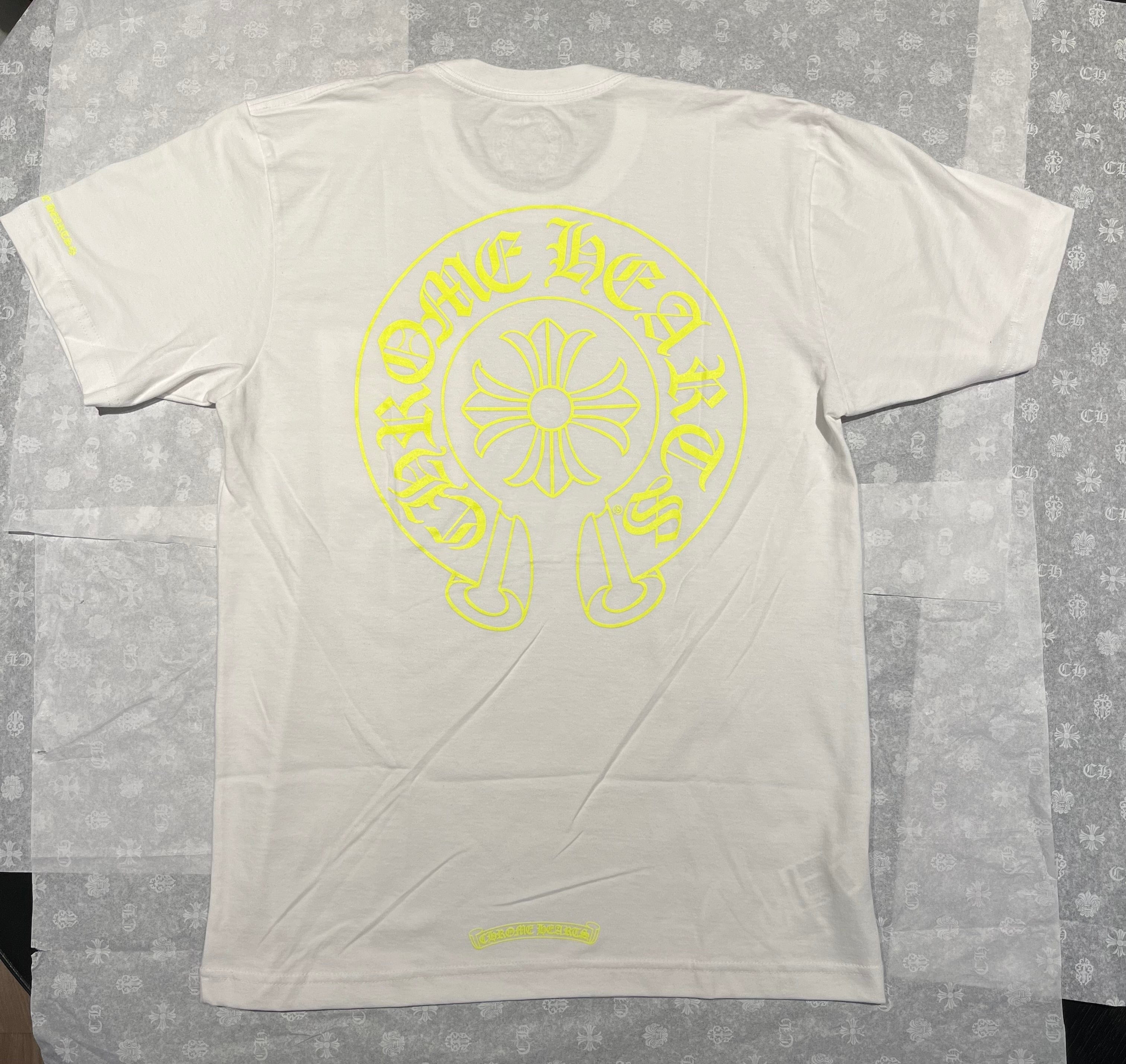 Chrome Hearts T - shirt Chrome Hearts Pocket Crew Neon White