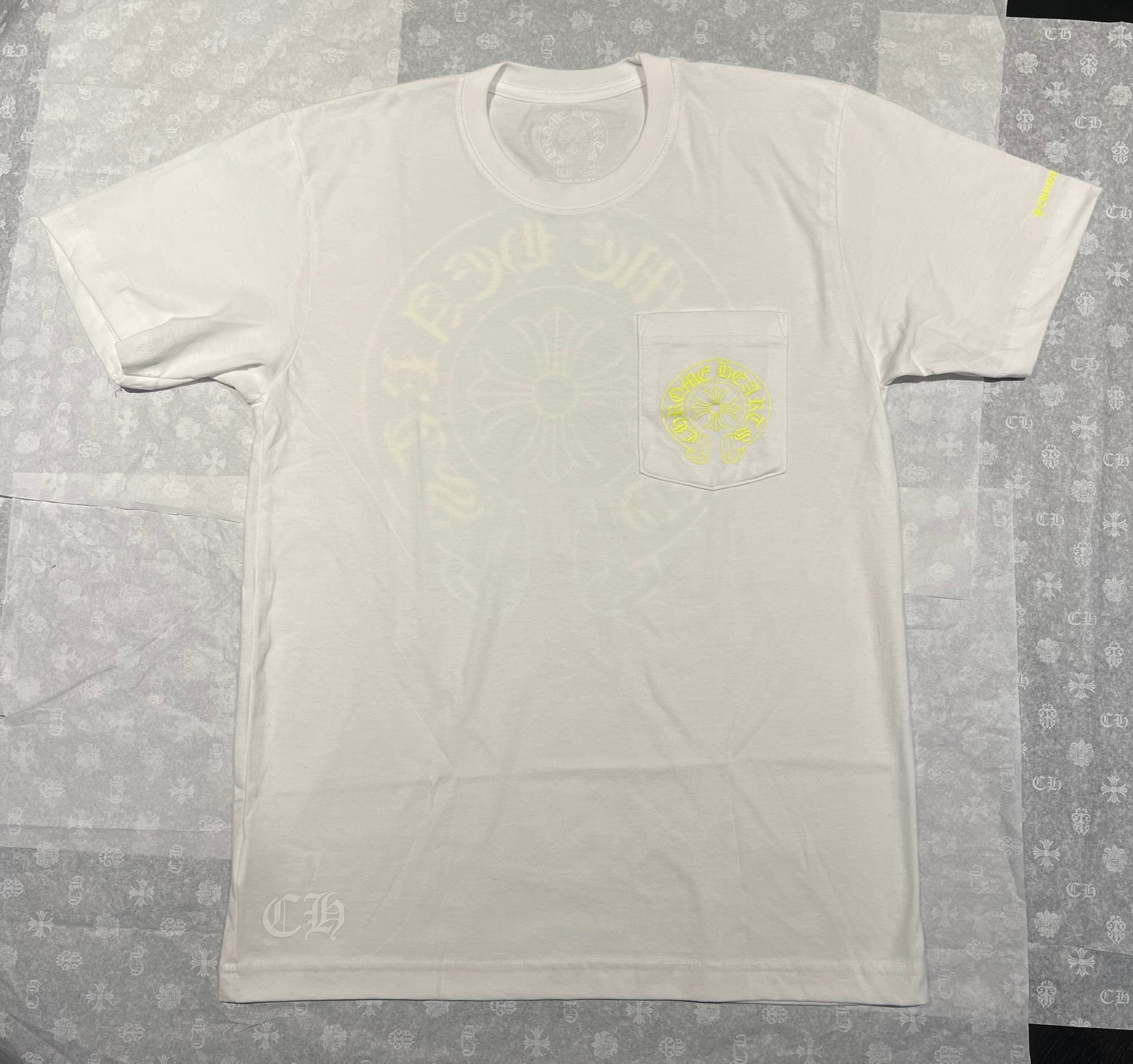 Chrome Hearts T - shirt Chrome Hearts Pocket Crew Neon White