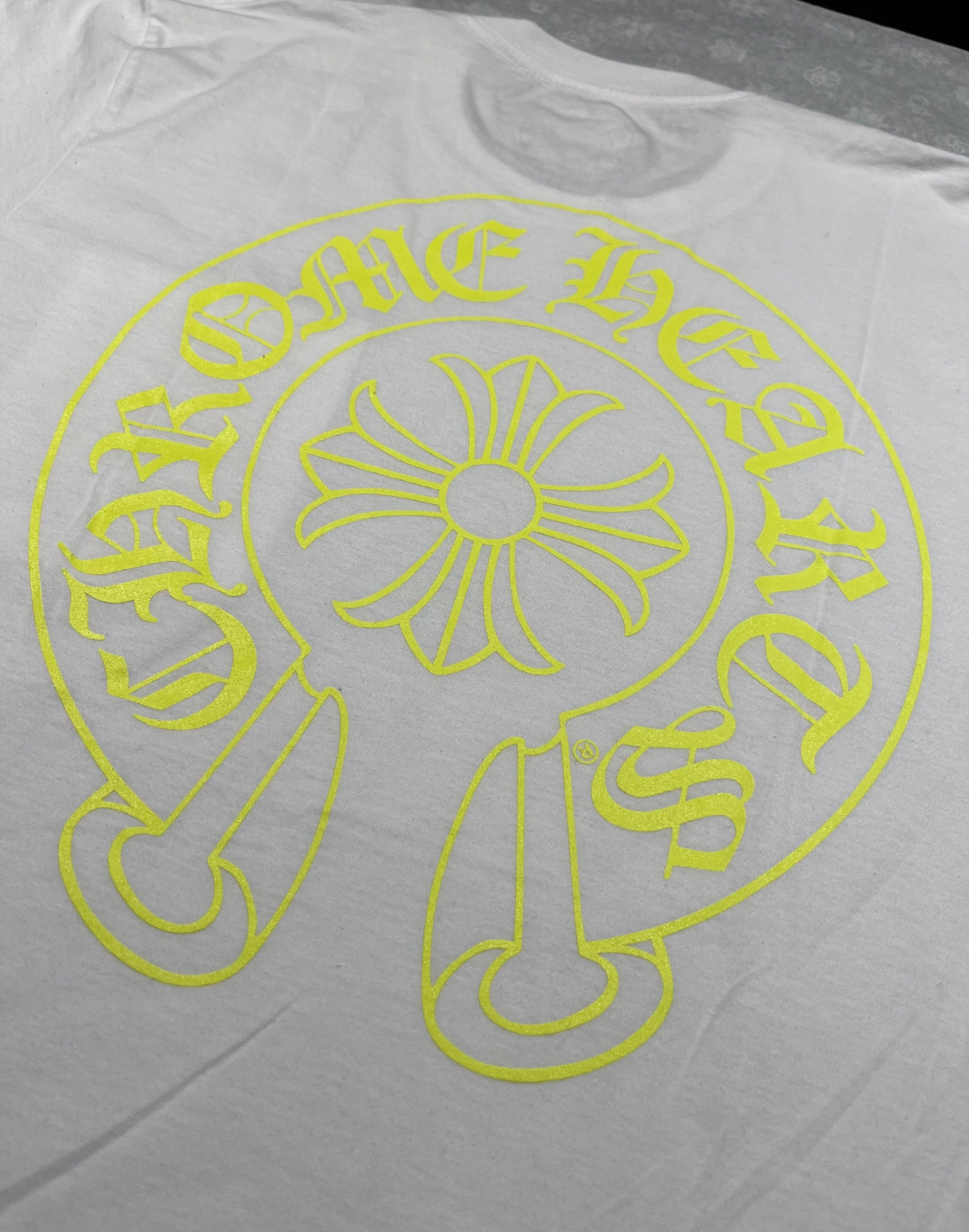 Chrome Hearts T - shirt Chrome Hearts Pocket Crew Neon White