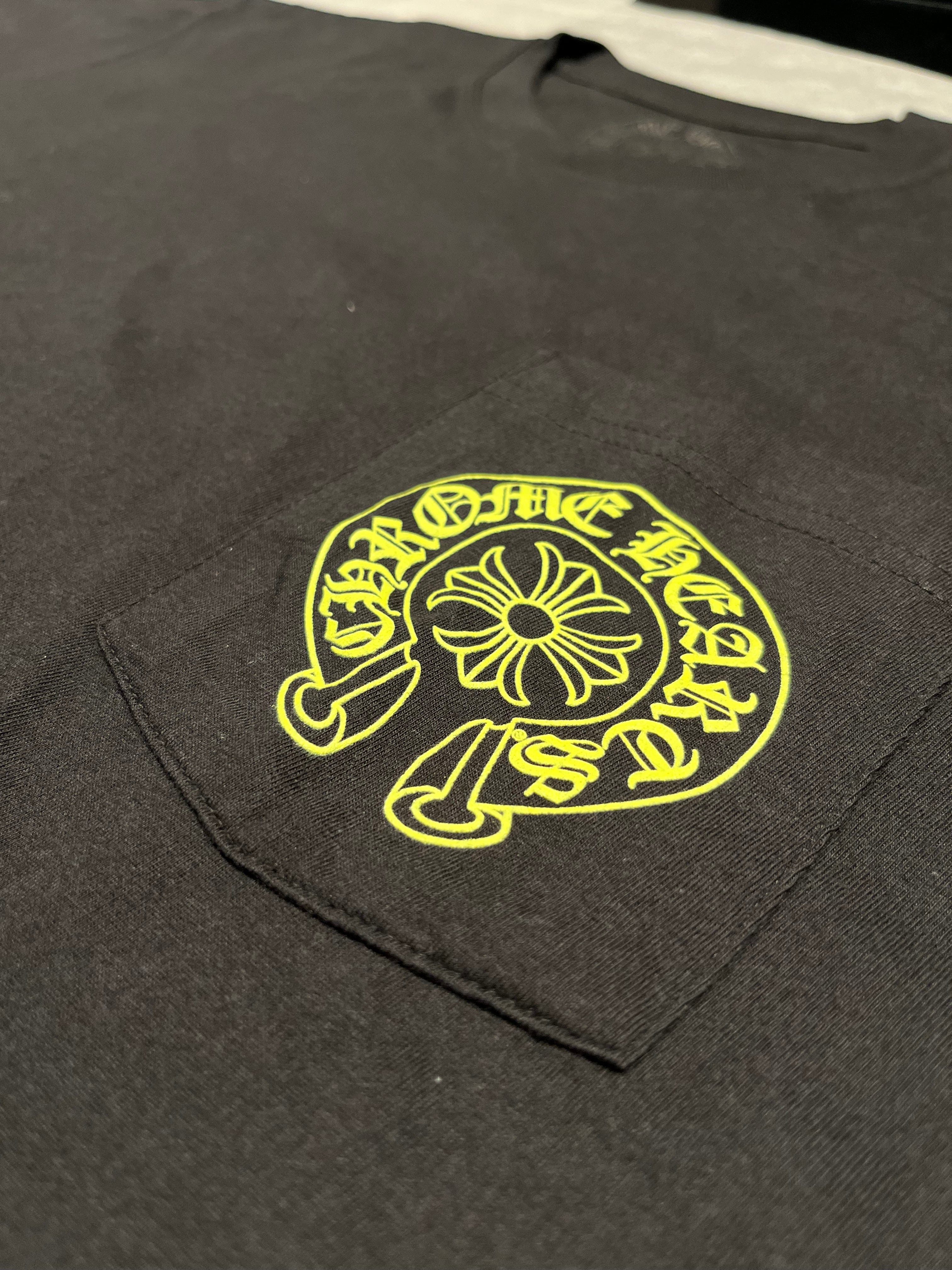 Chrome Hearts T - shirt Chrome Hearts Pocket Crew Neon Black