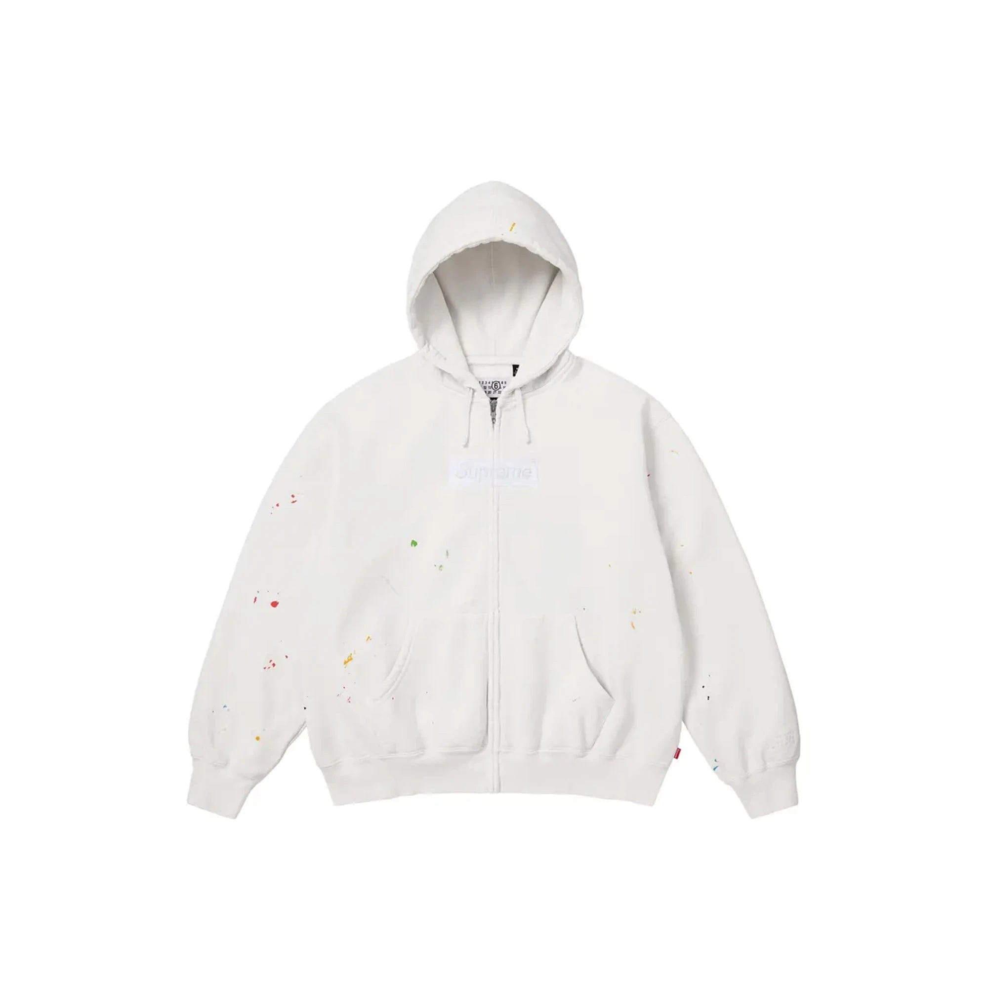 Supreme x MM6 Maison Margiela Box Logo Zip Up Hooded Sweatshirt White (2026)