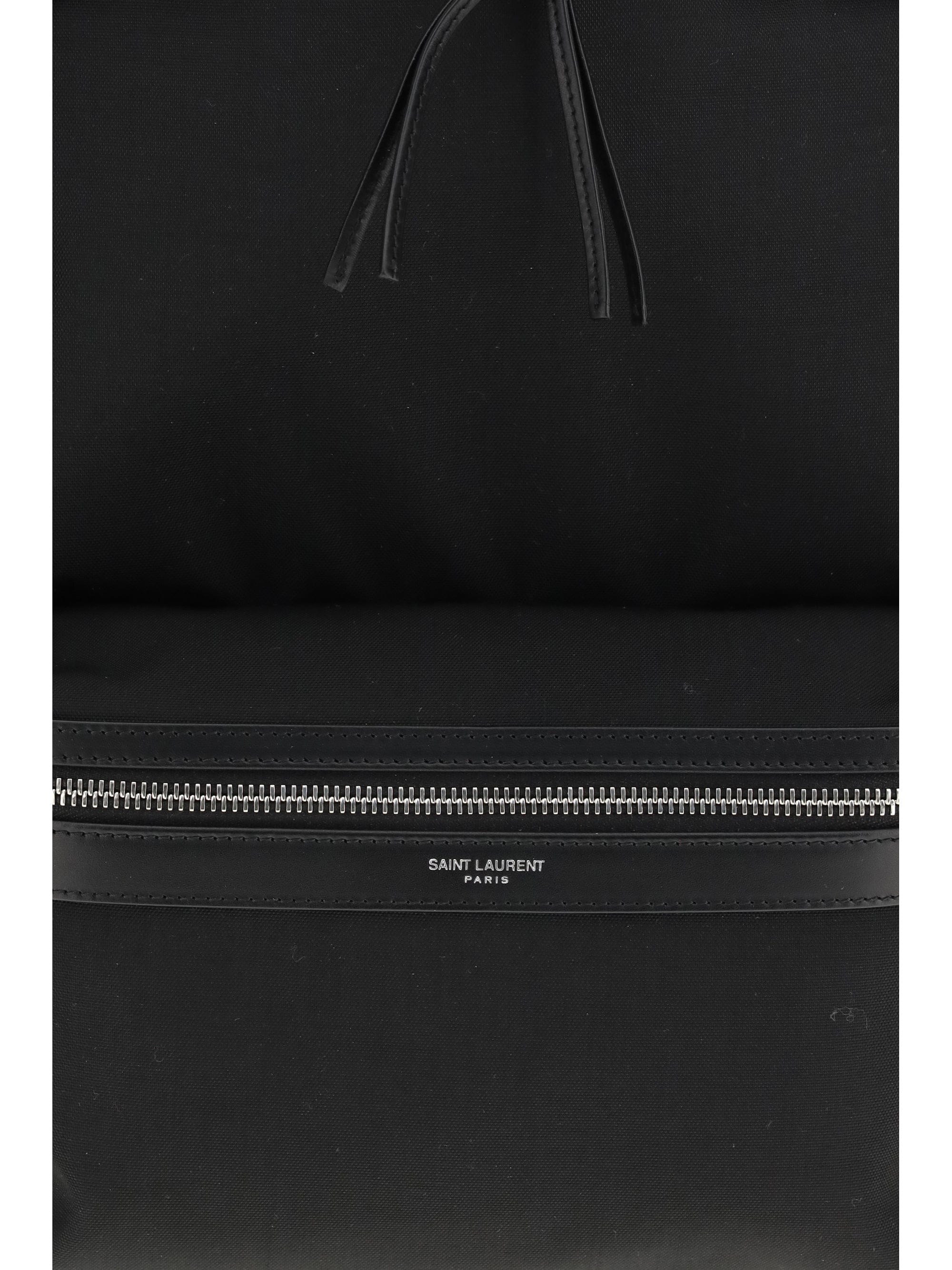 Saint Laurent Men City Backpack In Leather And Nylon