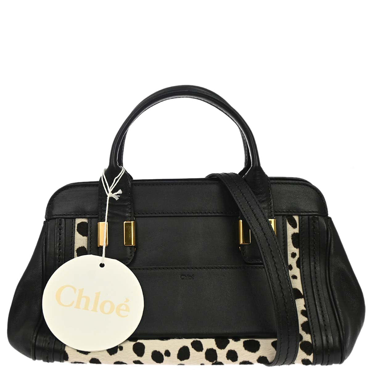 Chloe Black Pony Hair Alice 2way Shoulder Handbag