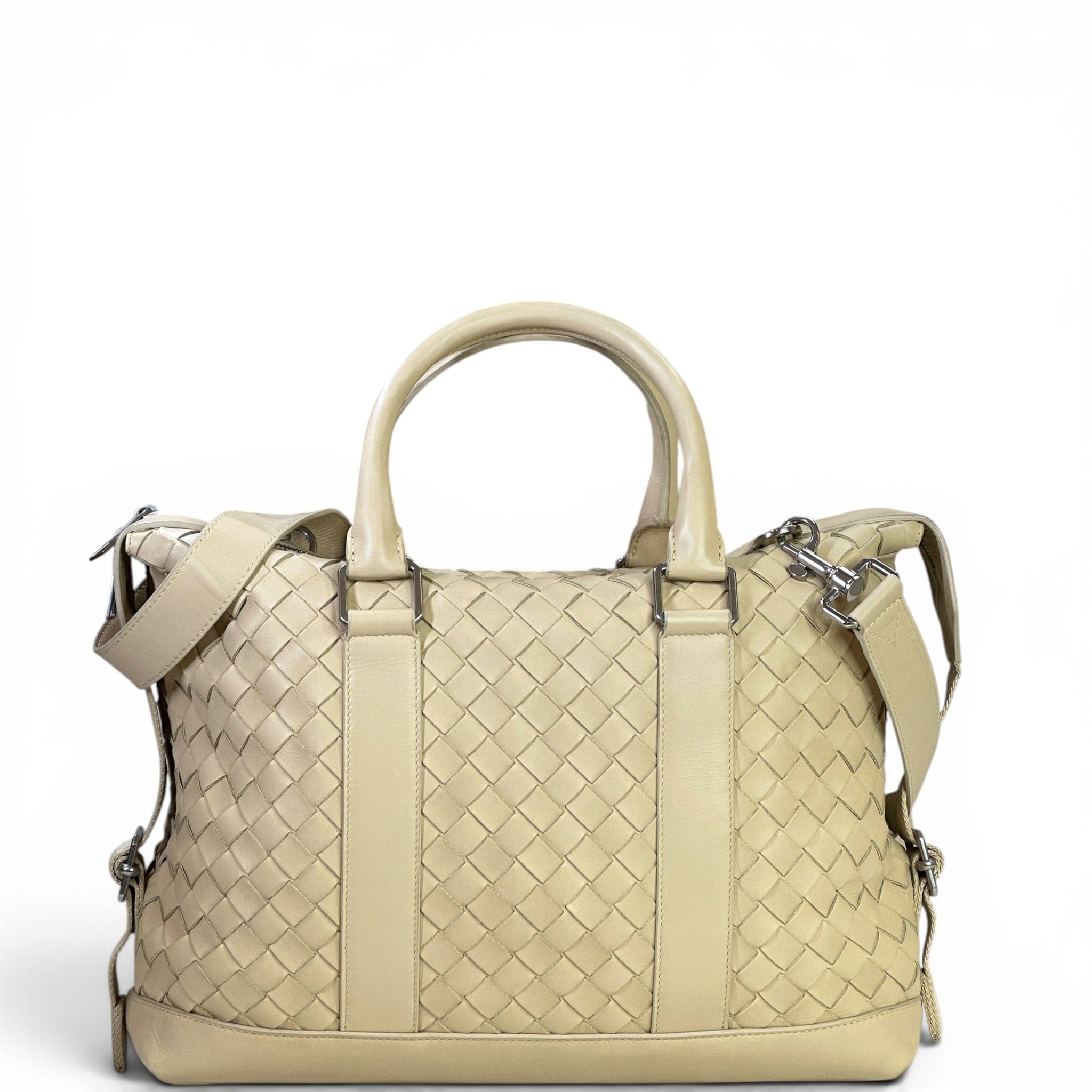 Bottega Veneta Braided Briefcase Bag Beige Intrecciato Leather