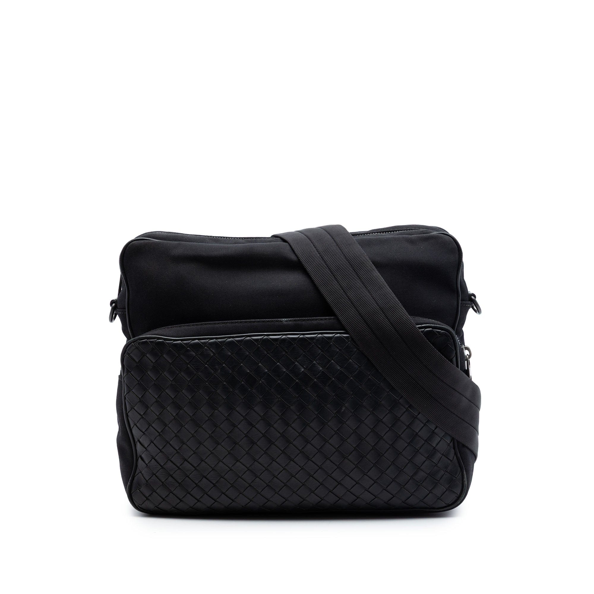 Bottega Veneta Nappa Intrecciato Trimmed Canvas Messenger Bag