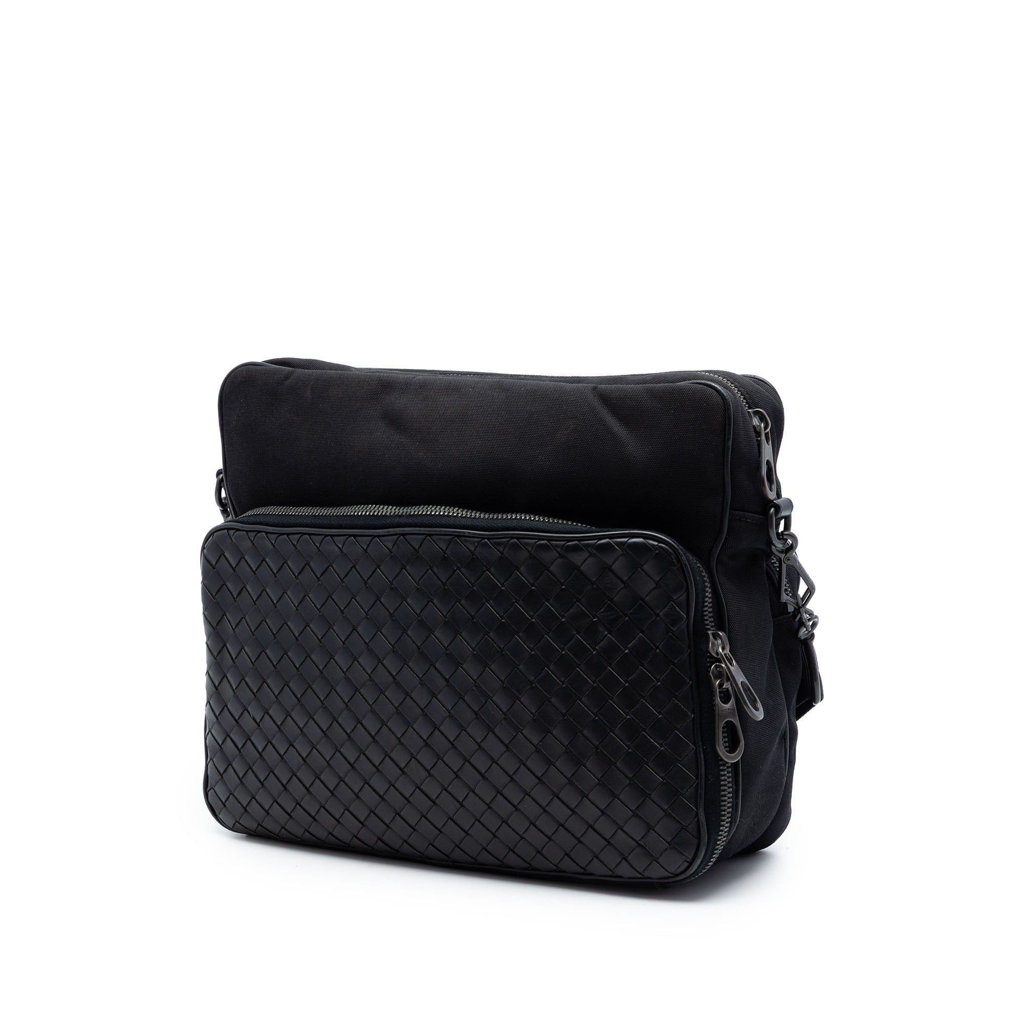 Bottega Veneta Nappa Intrecciato Trimmed Canvas Messenger Bag