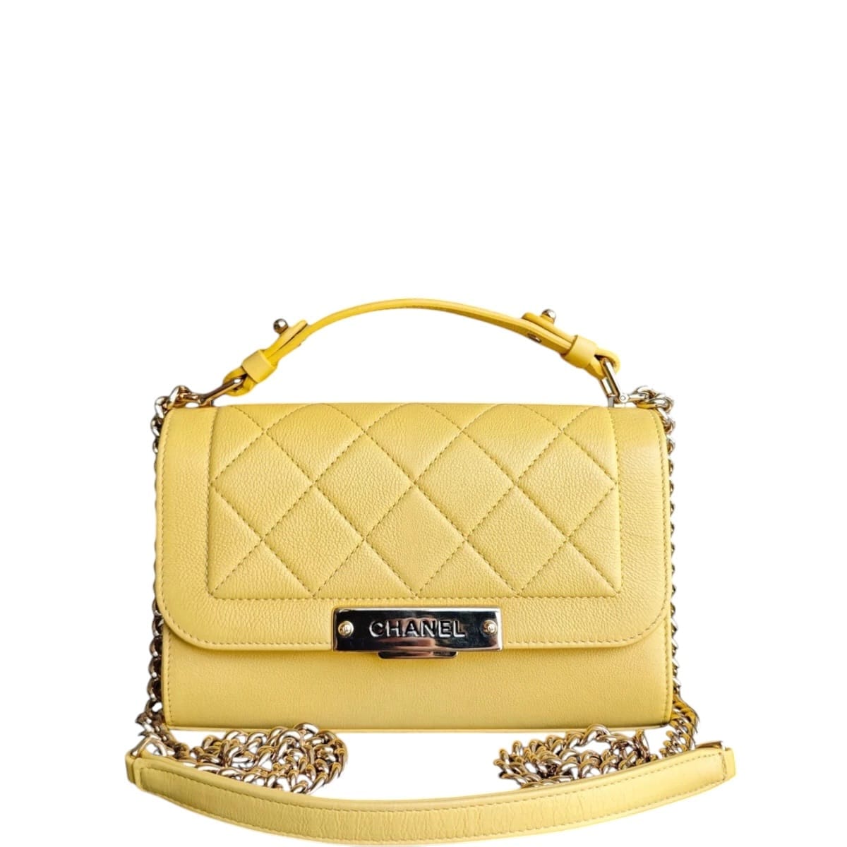 CHANEL LABEL CLICK SMALL - QUILTED GRAINED CALFSKIN YELLOW GOLD HARDWARE SERIES 23 SYCM649
